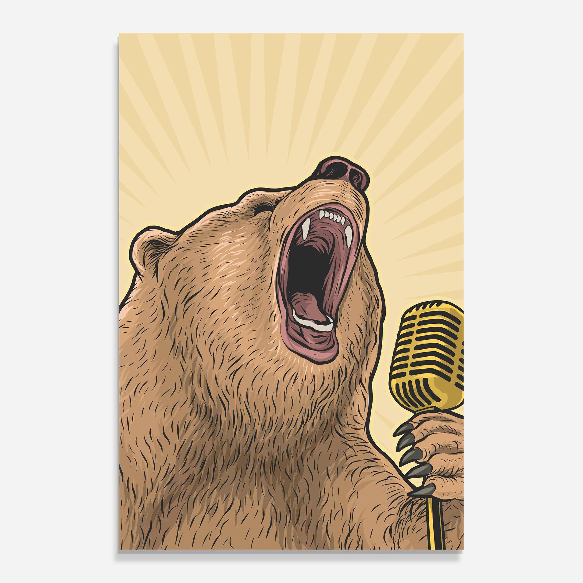 Üvegkép Bear Singing mockup 0