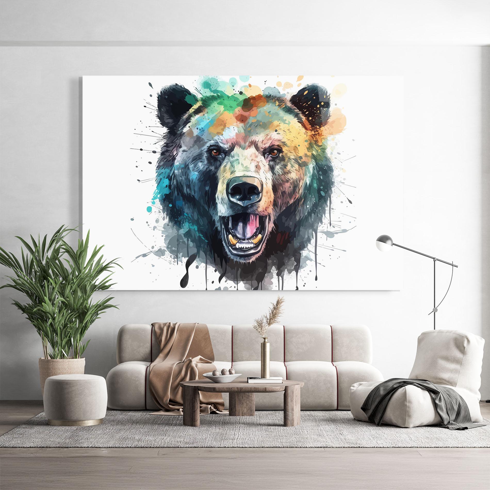 Üvegkép Artistic Bear Head mockup 9
