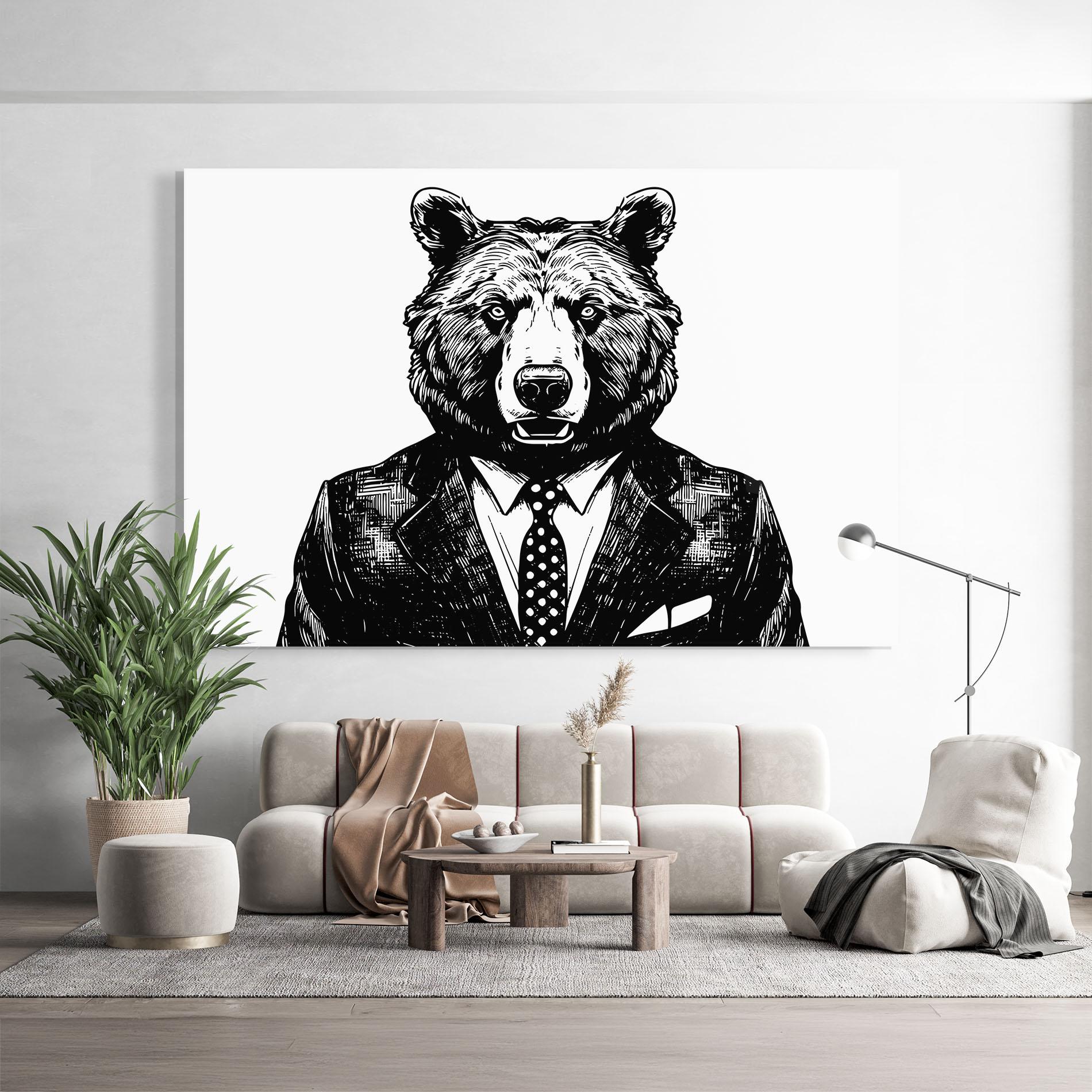 Üvegkép Bear In Suit mockup 9