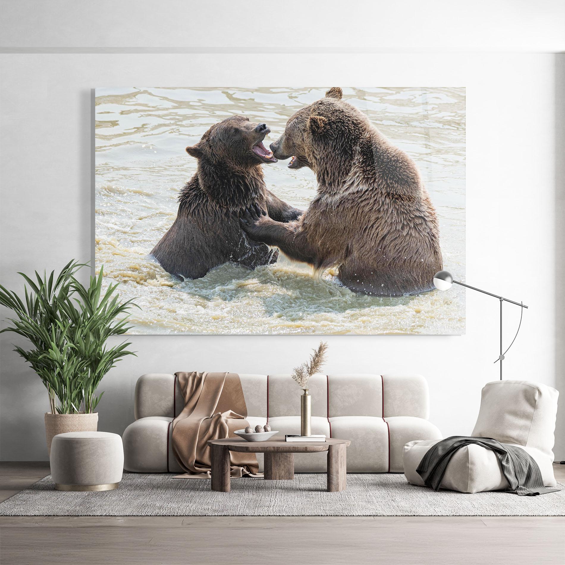 Üvegkép Bears Fighting mockup 9