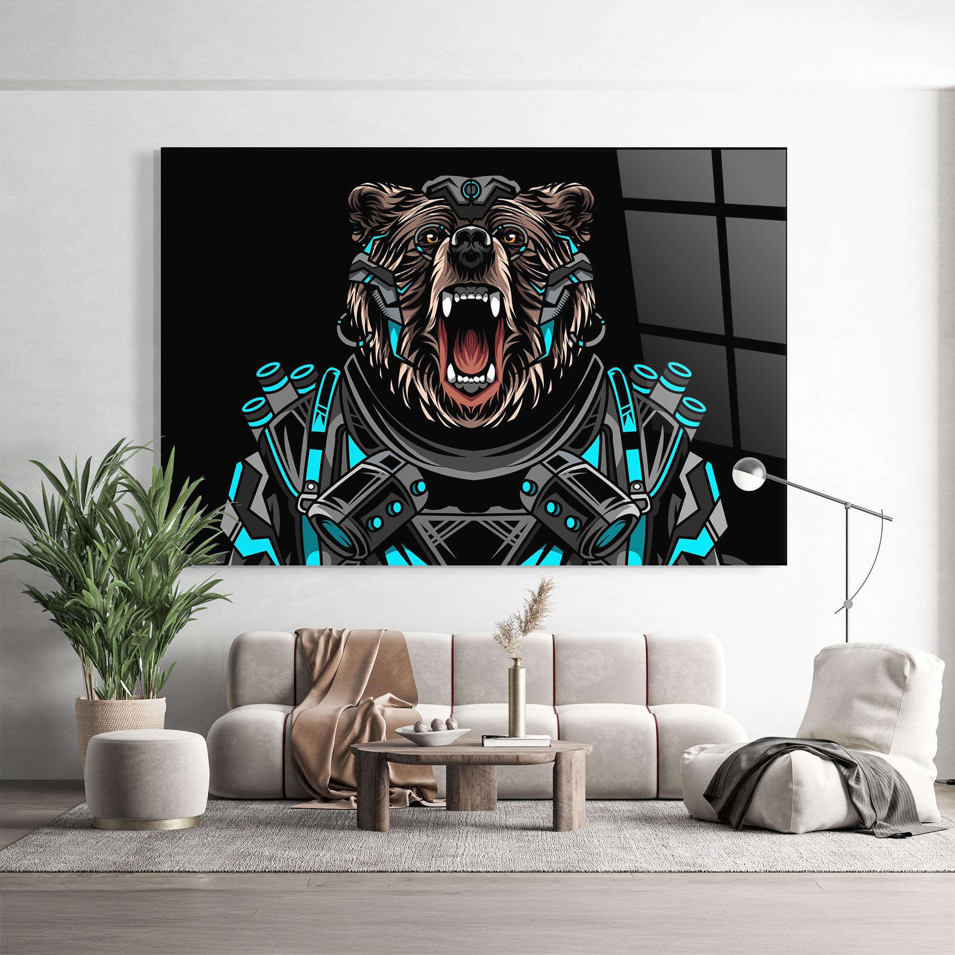 Üvegkép Black Cyborg Bear mockup 9