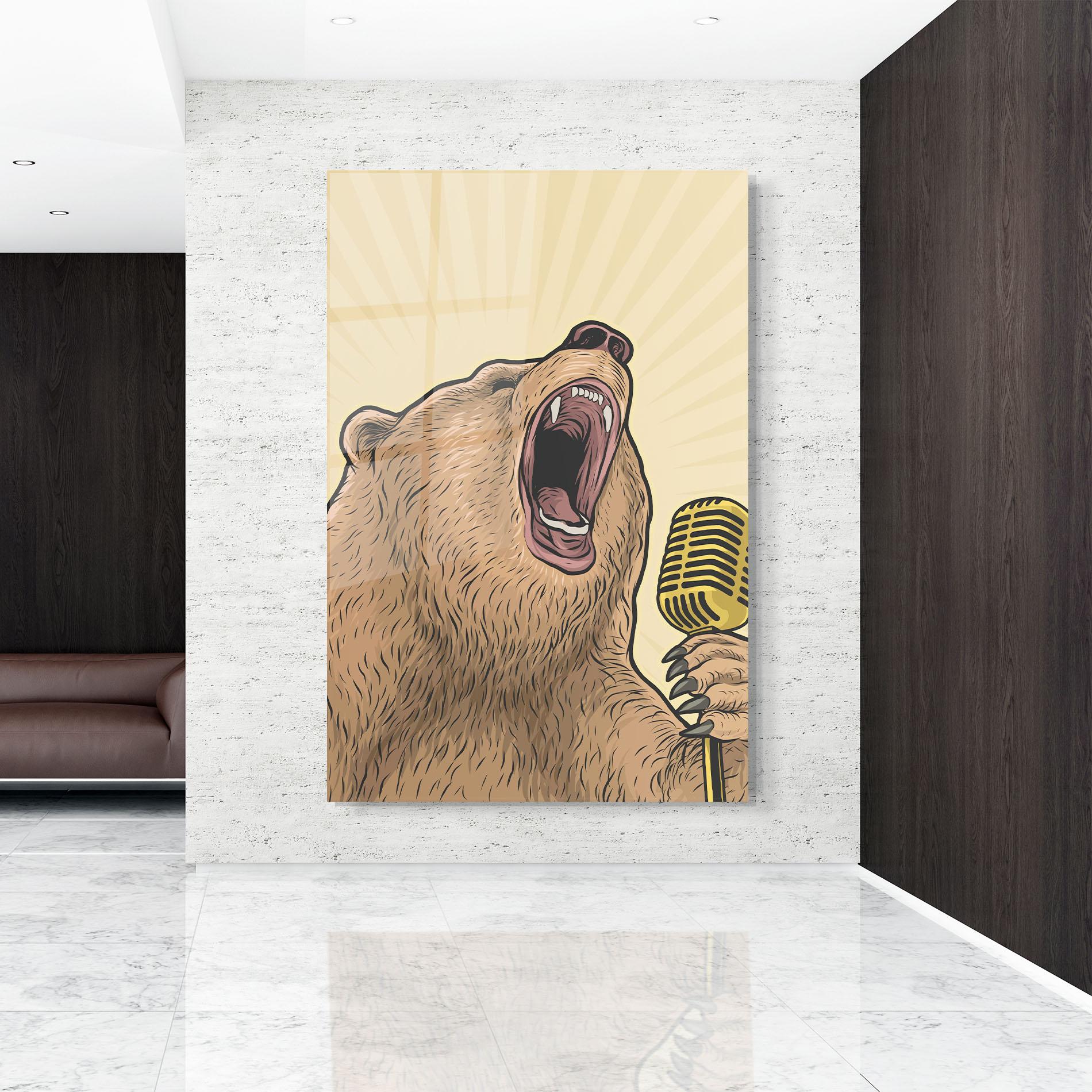 Üvegkép Bear Singing mockup 9