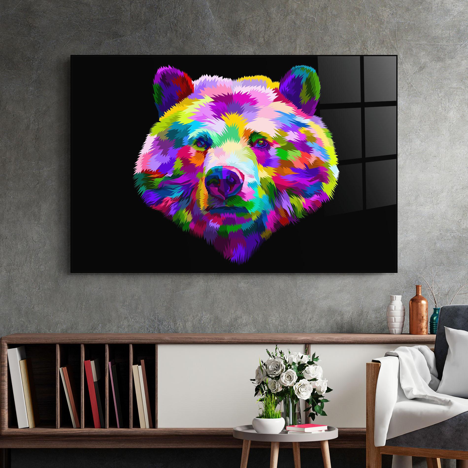 Üvegkép Bear Head Art mockup 2