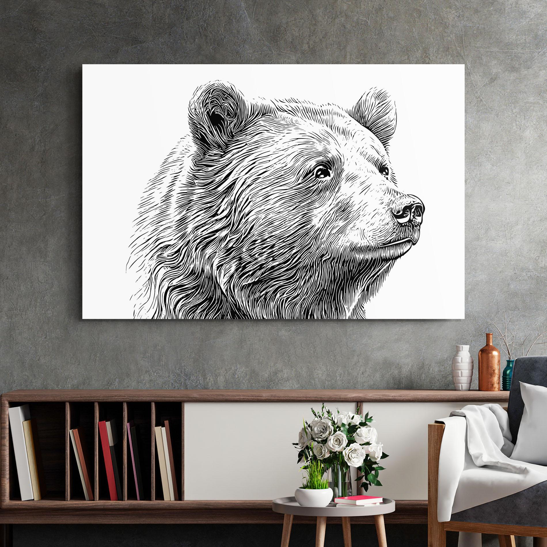 Üvegkép Bear Portrait Line mockup 2