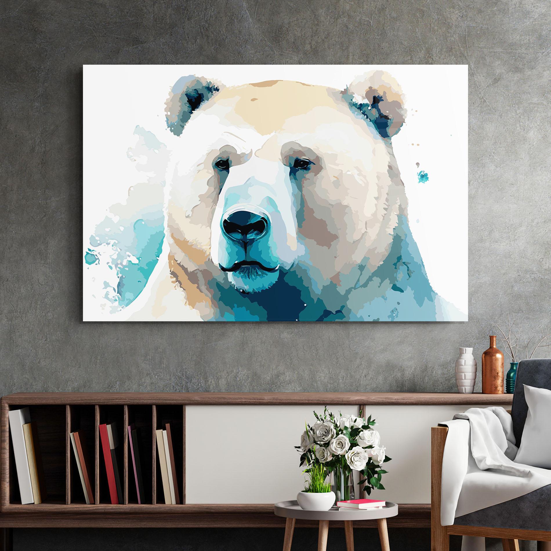 Üvegkép Big Watercolor Bear mockup 2