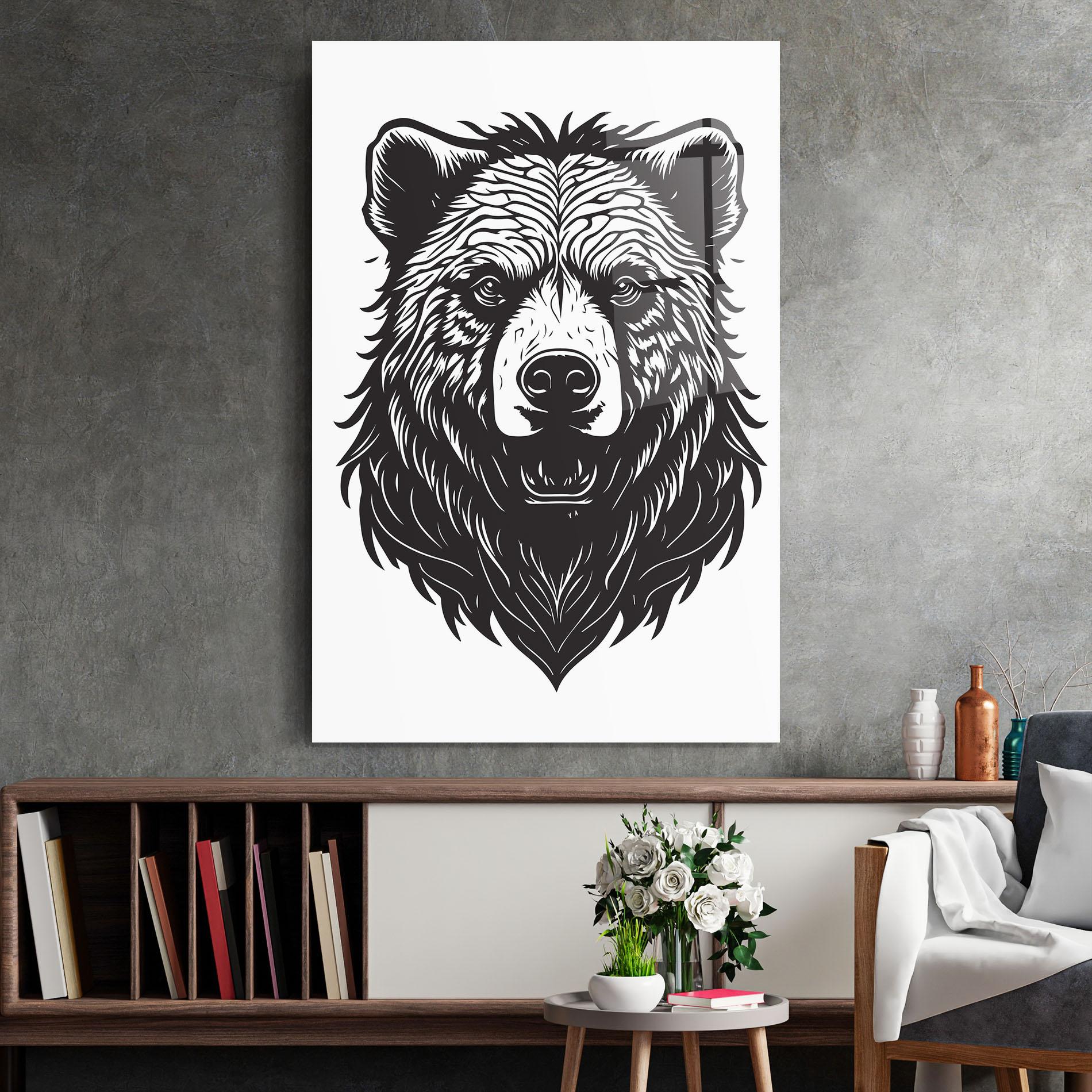 Üvegkép Bear Black Head mockup 2