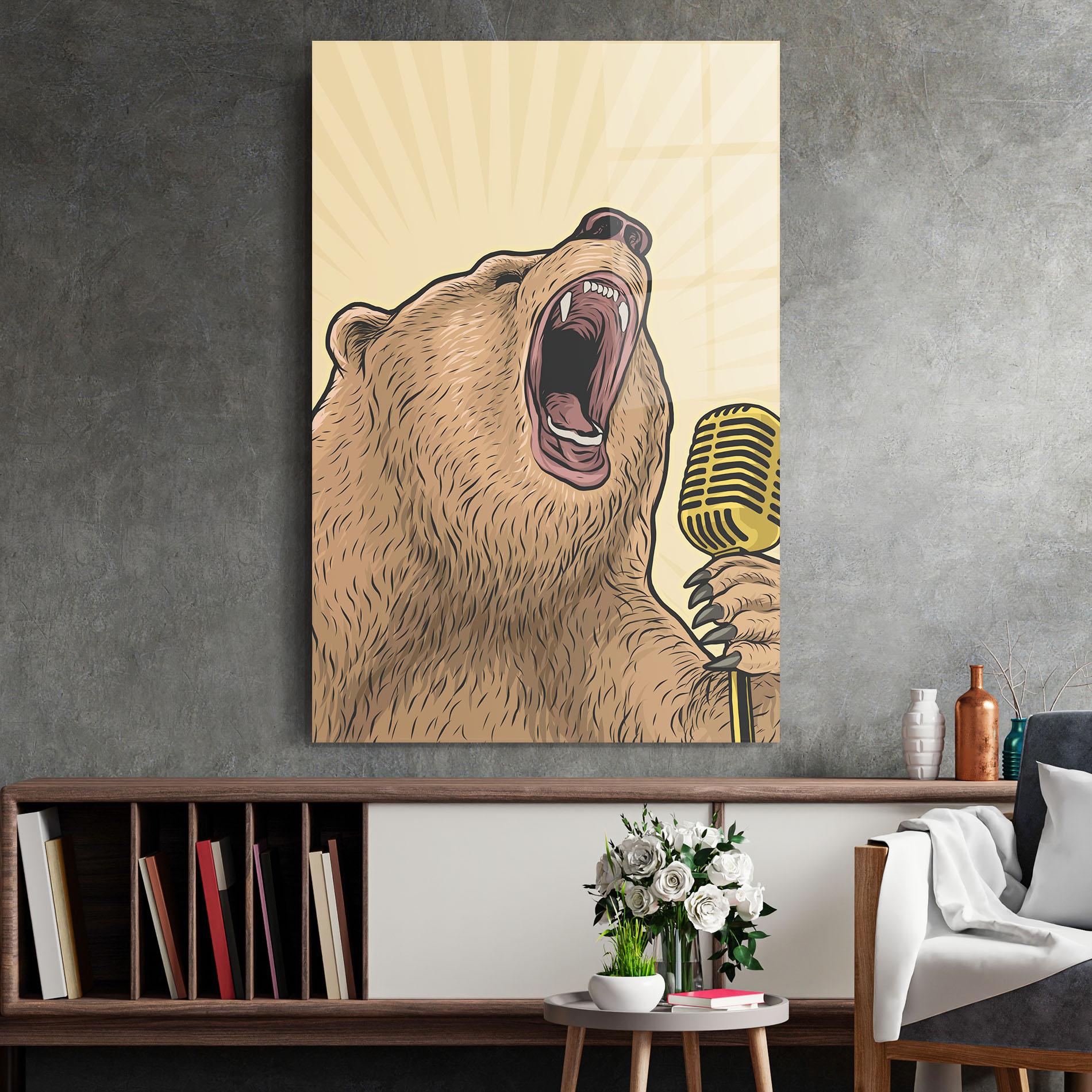 Üvegkép Bear Singing mockup 2