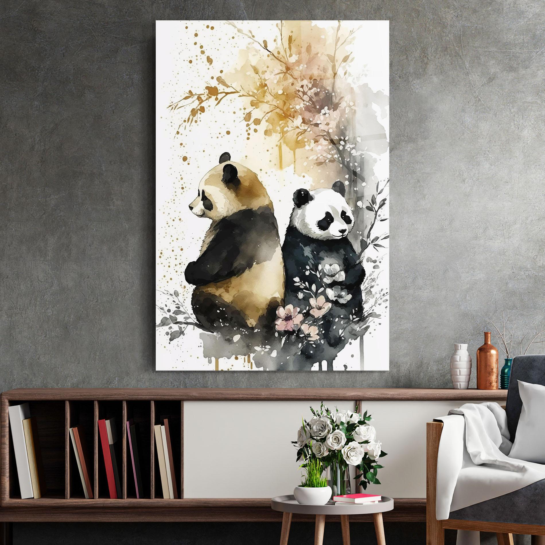 Üvegkép Gold Panda Art mockup 2