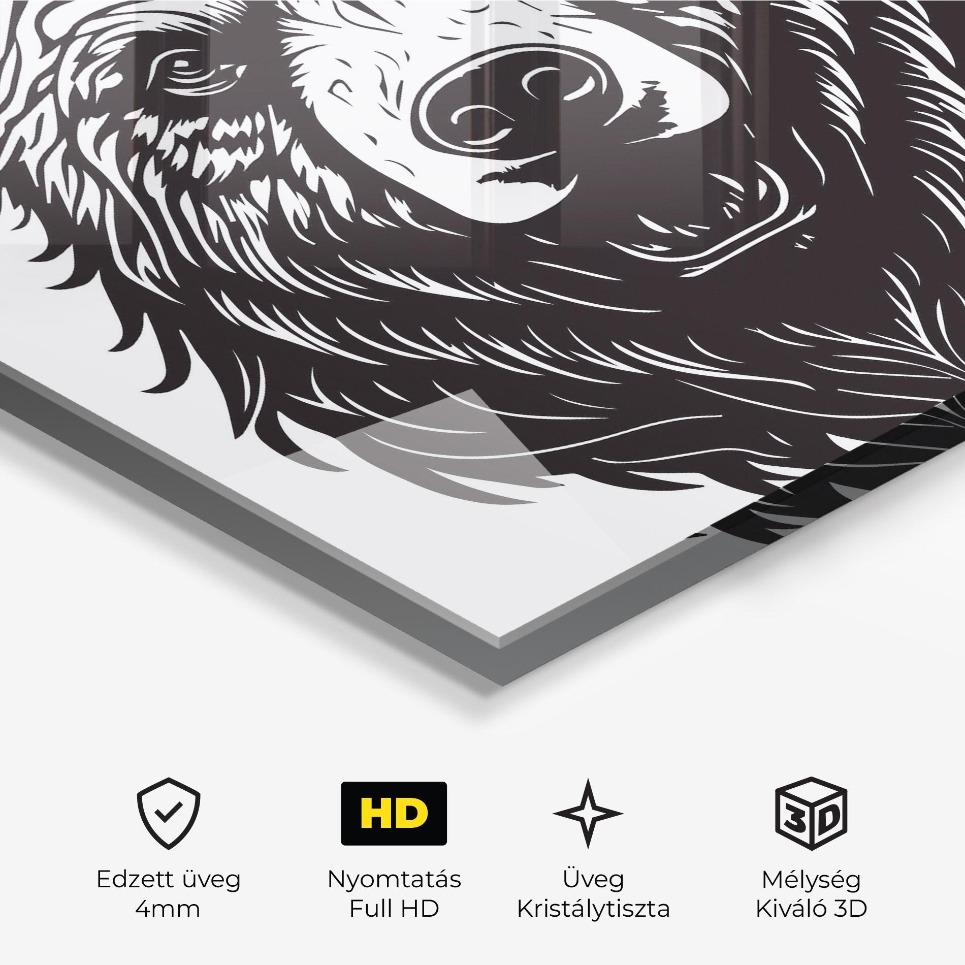 Üvegkép Bear Black Head mockup 3