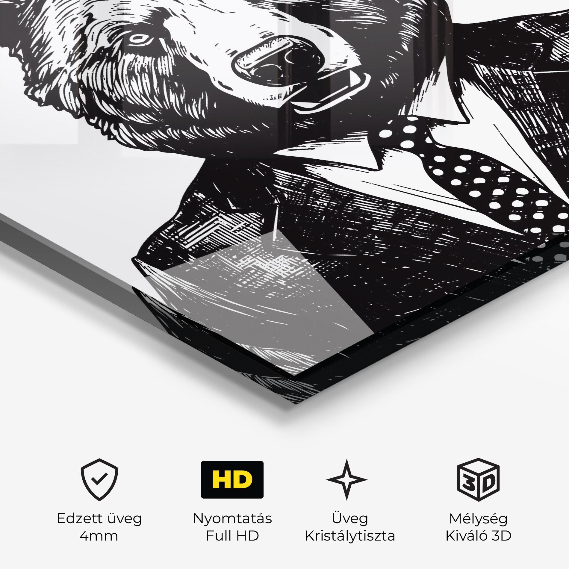 Üvegkép Bear In Suit mockup 3
