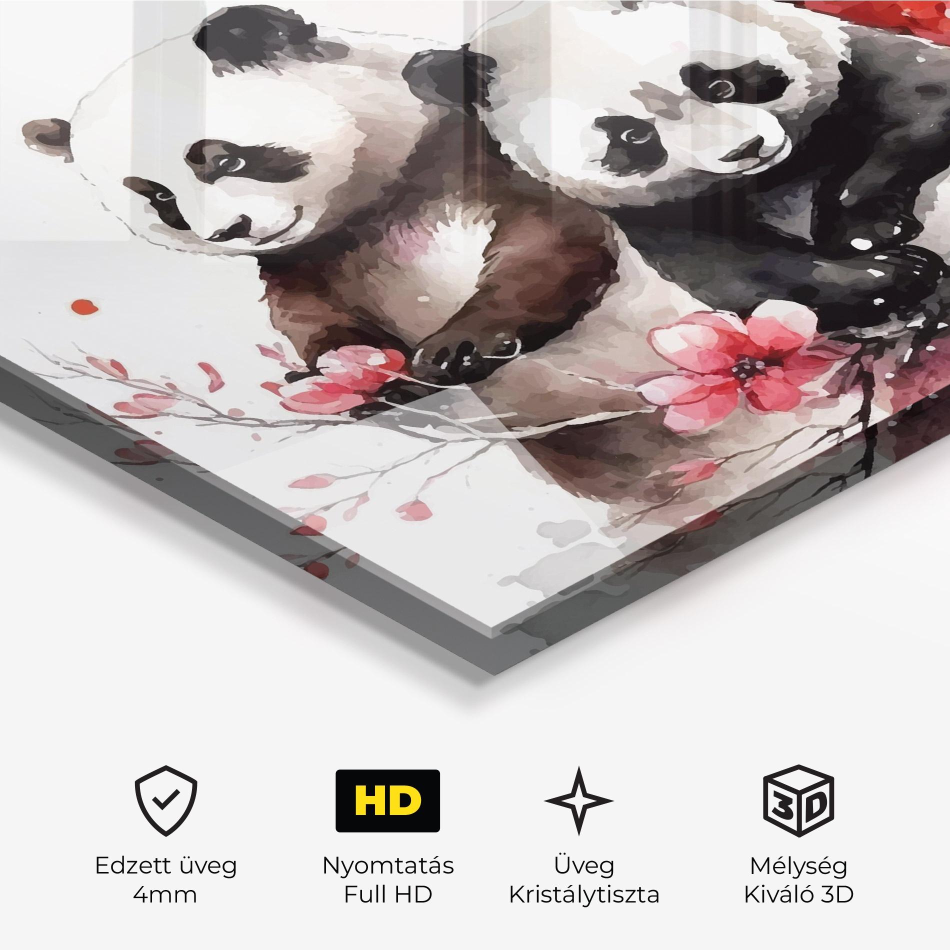 Üvegkép Blossom Panda mockup 3