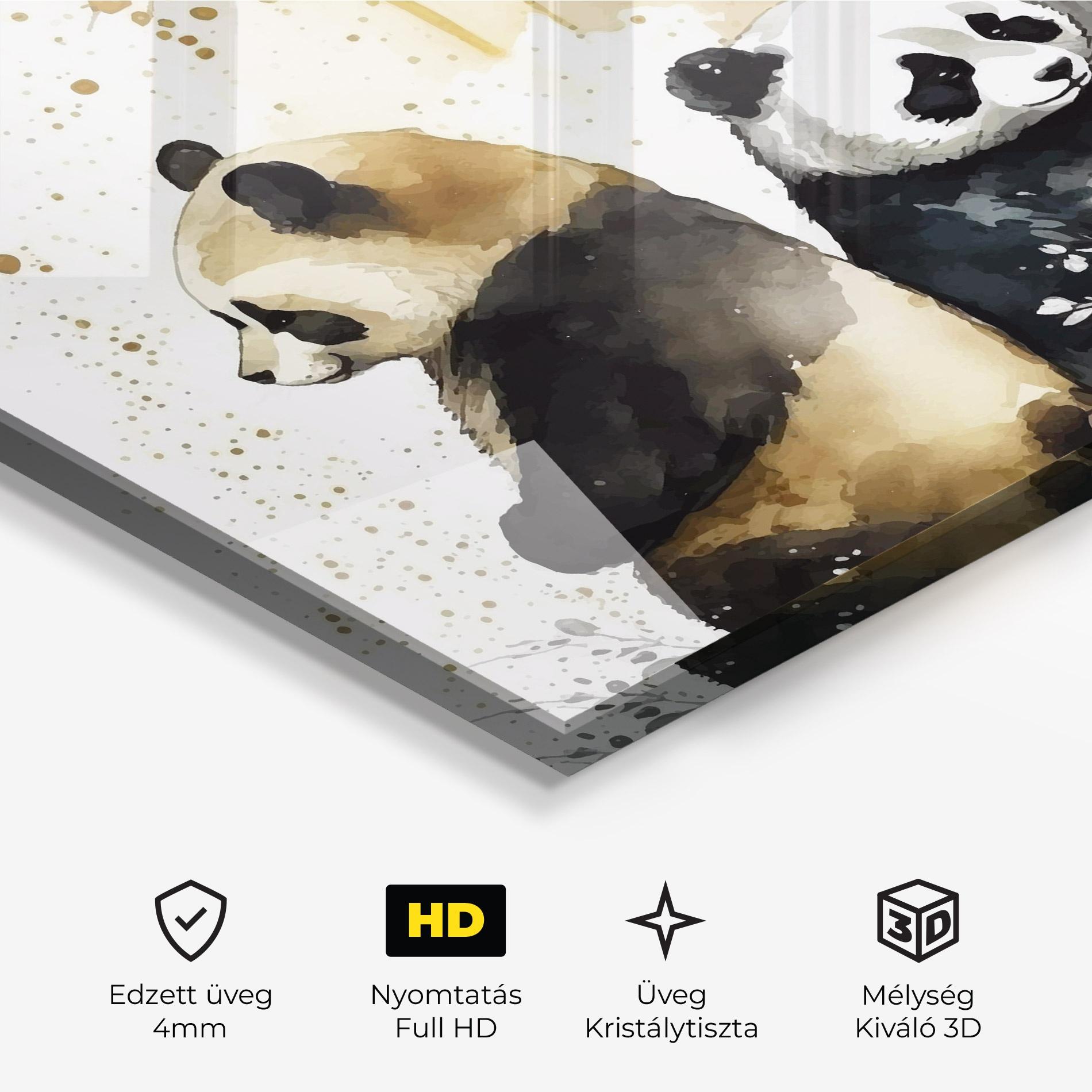 Üvegkép Gold Panda Art mockup 3