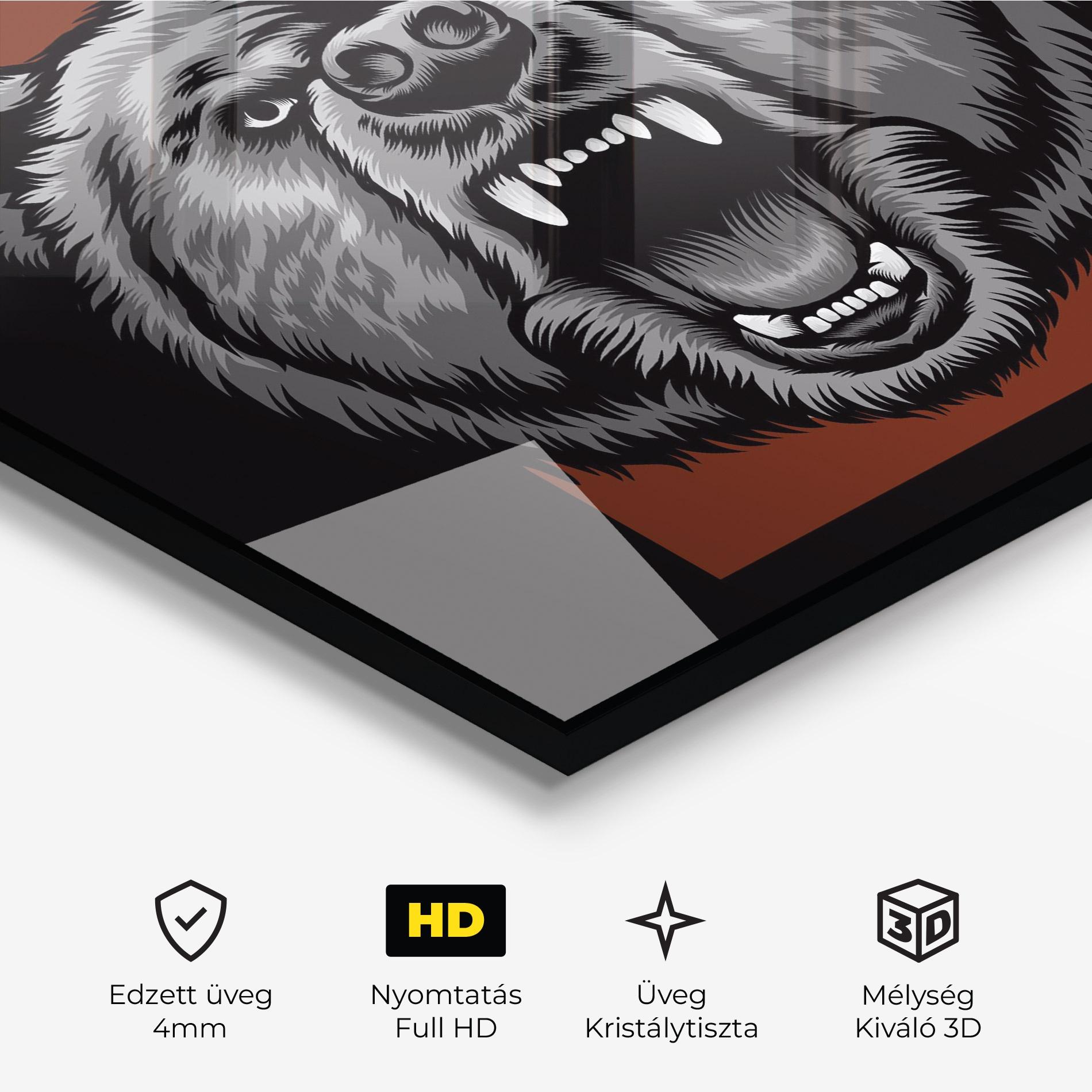 Üvegkép Grey Bear Head mockup 3