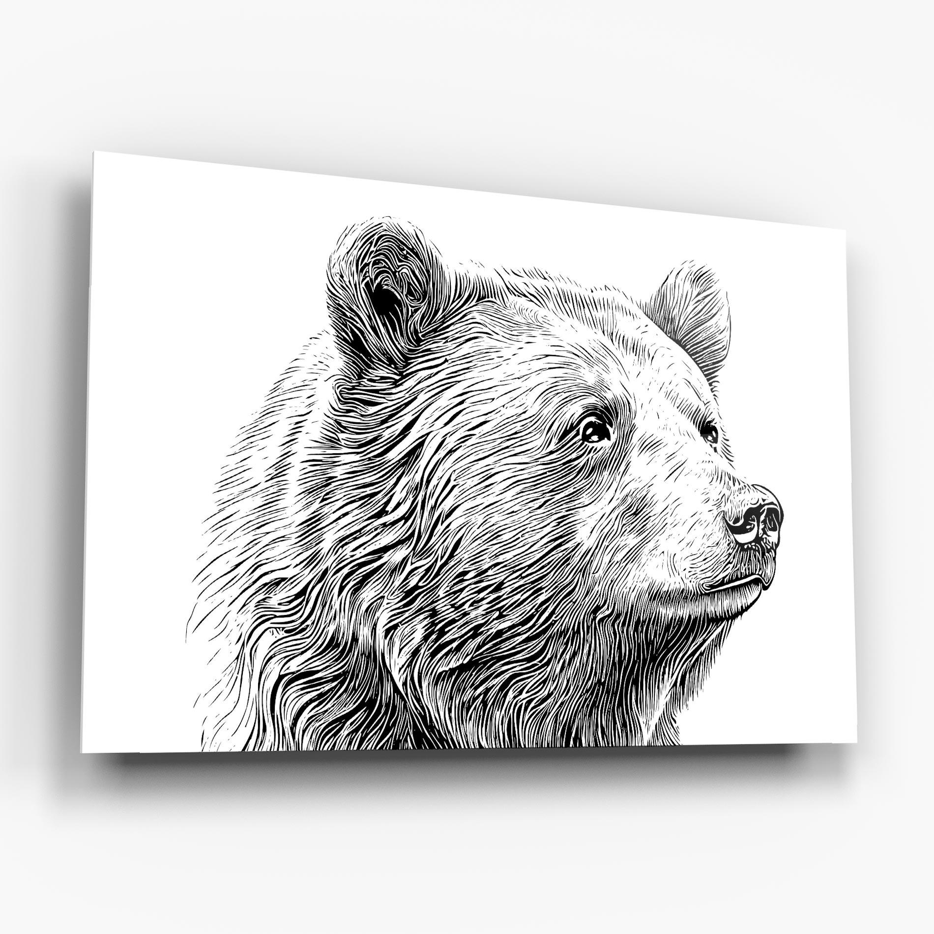 Üvegkép Bear Portrait Line mockup 6