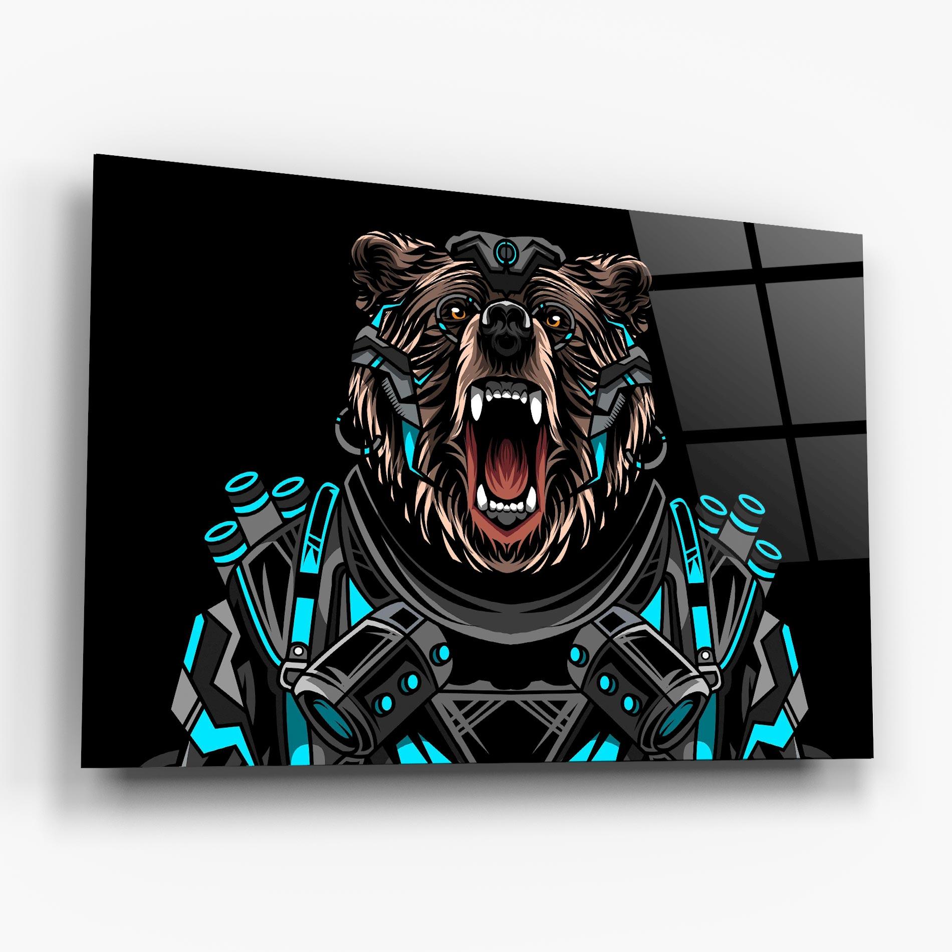 Üvegkép Black Cyborg Bear mockup 6