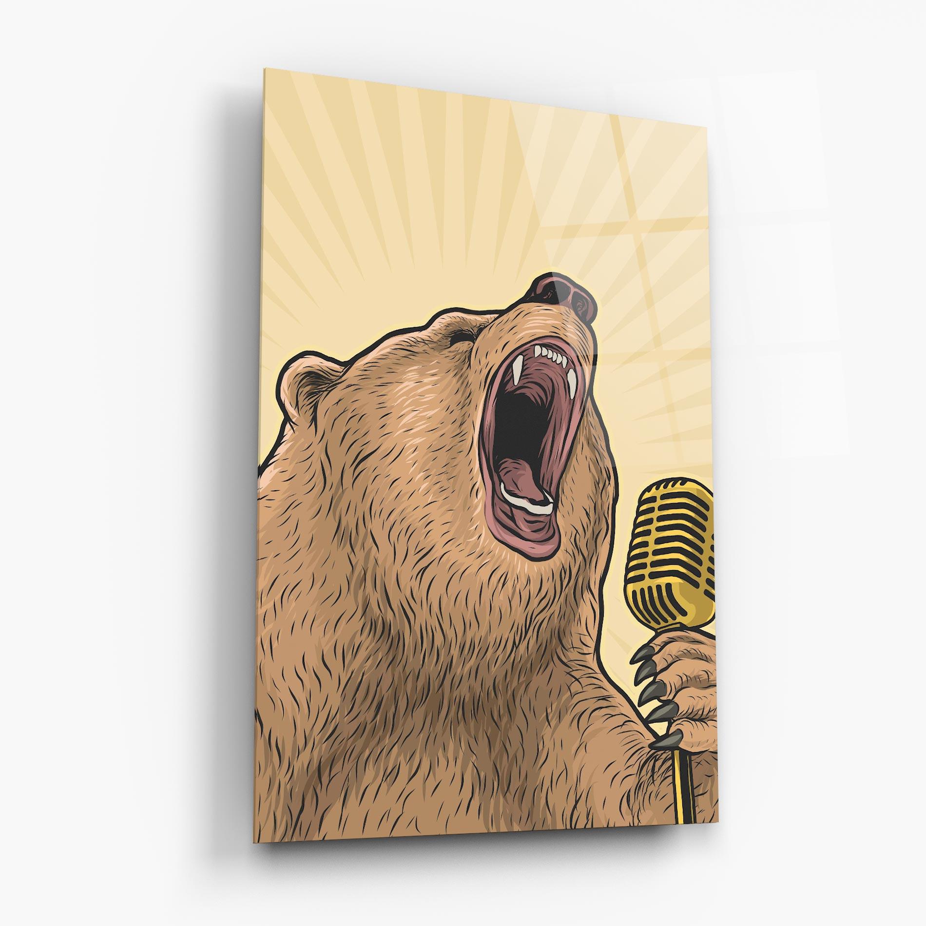 Üvegkép Bear Singing mockup 6
