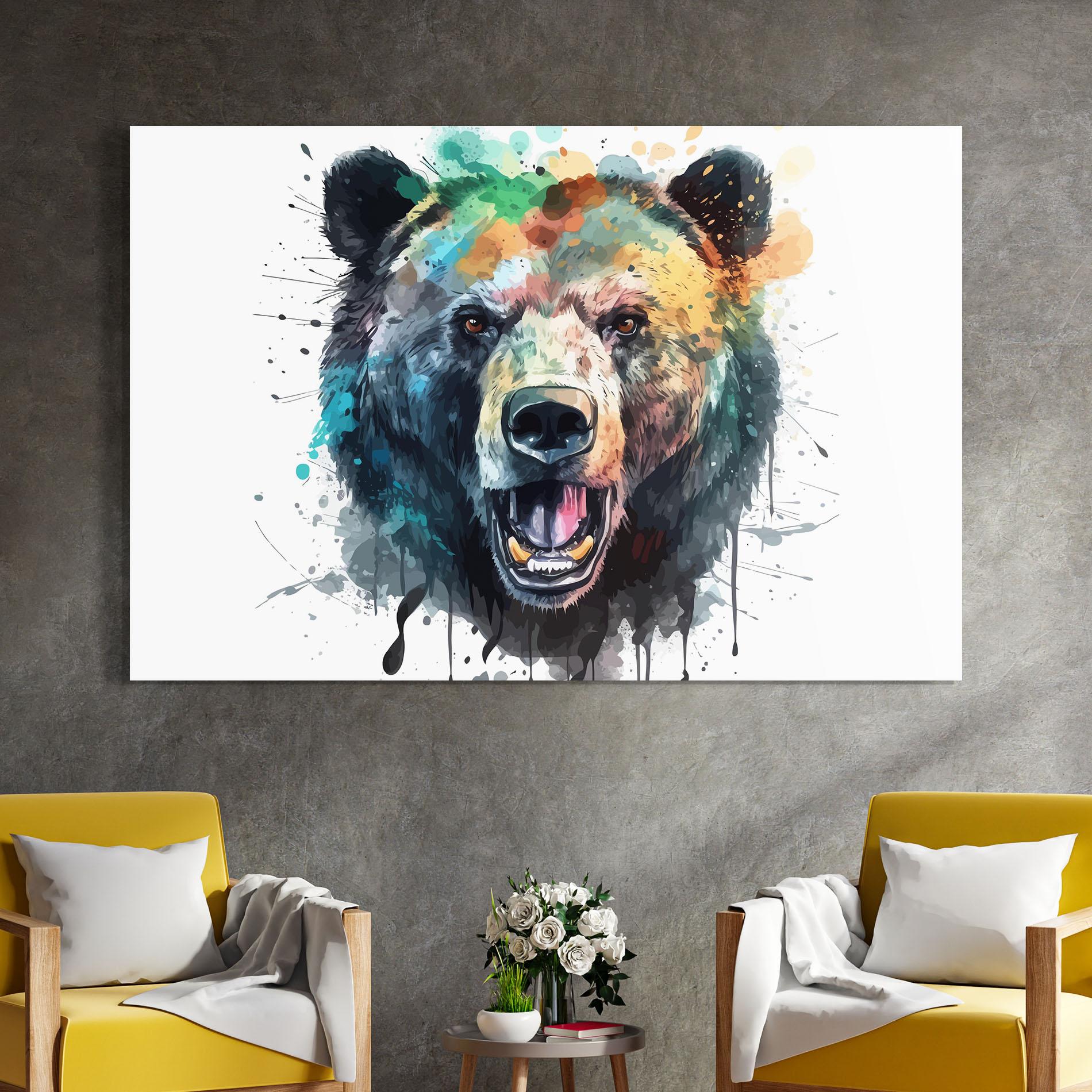Üvegkép Artistic Bear Head mockup 4