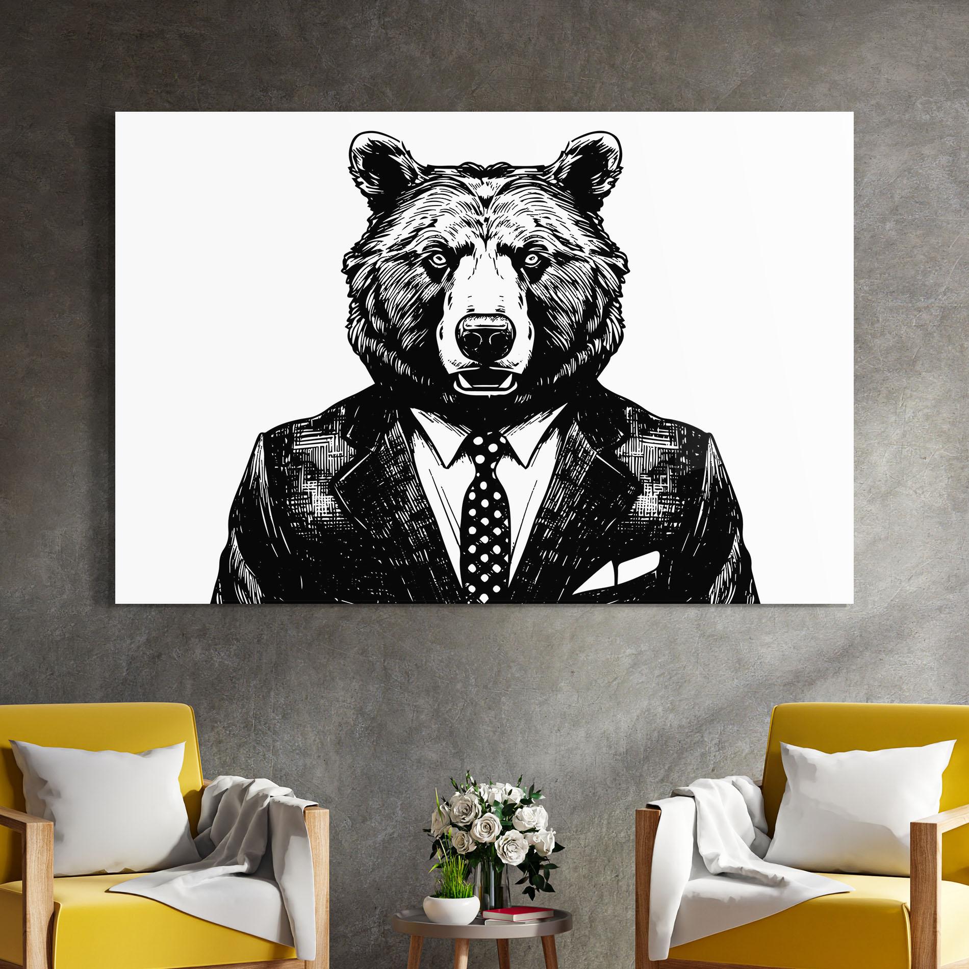 Üvegkép Bear In Suit mockup 4