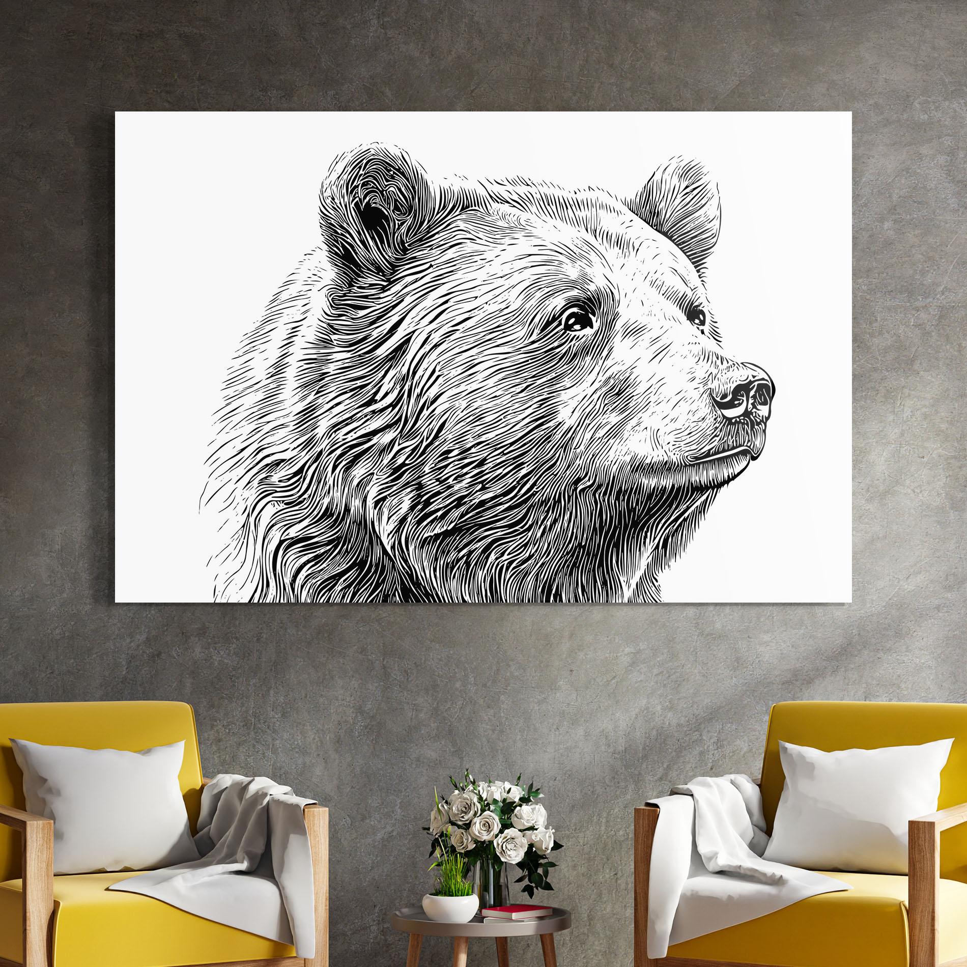 Üvegkép Bear Portrait Line mockup 4
