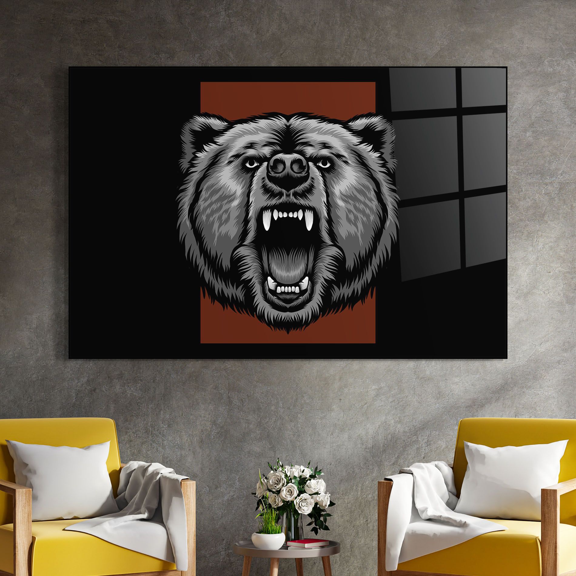 Grey Bear Head mockup 4