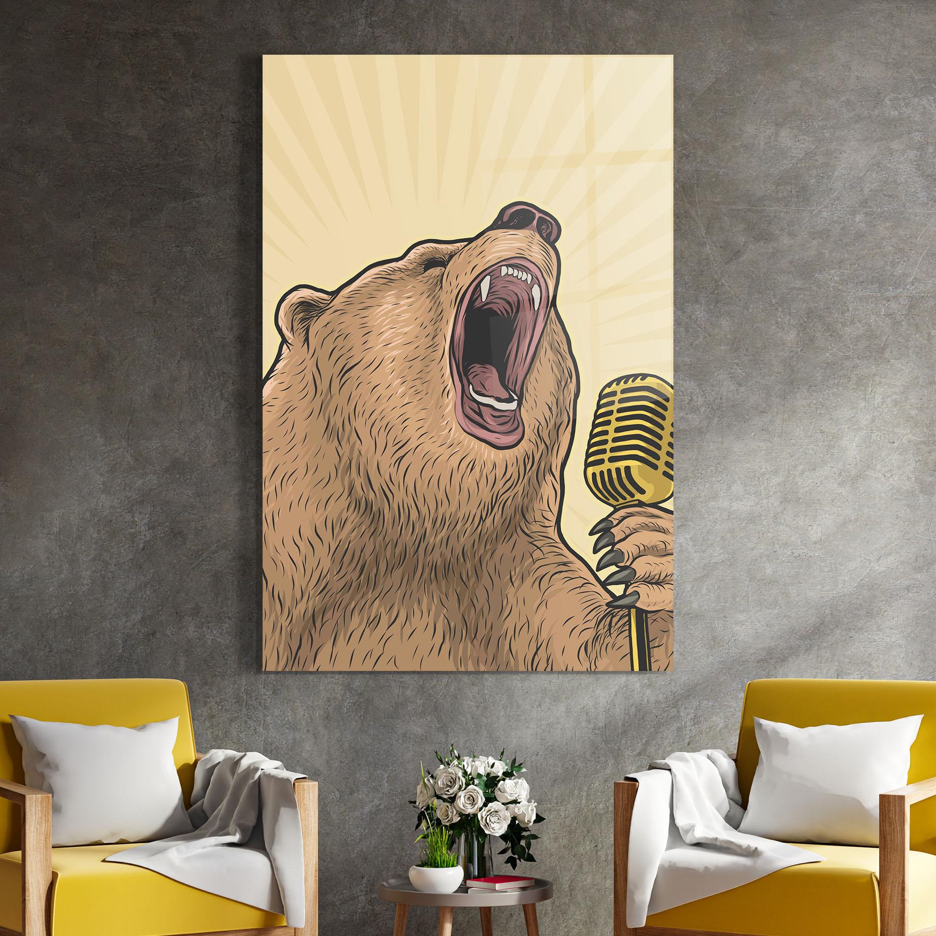 Üvegkép Bear Singing mockup 4