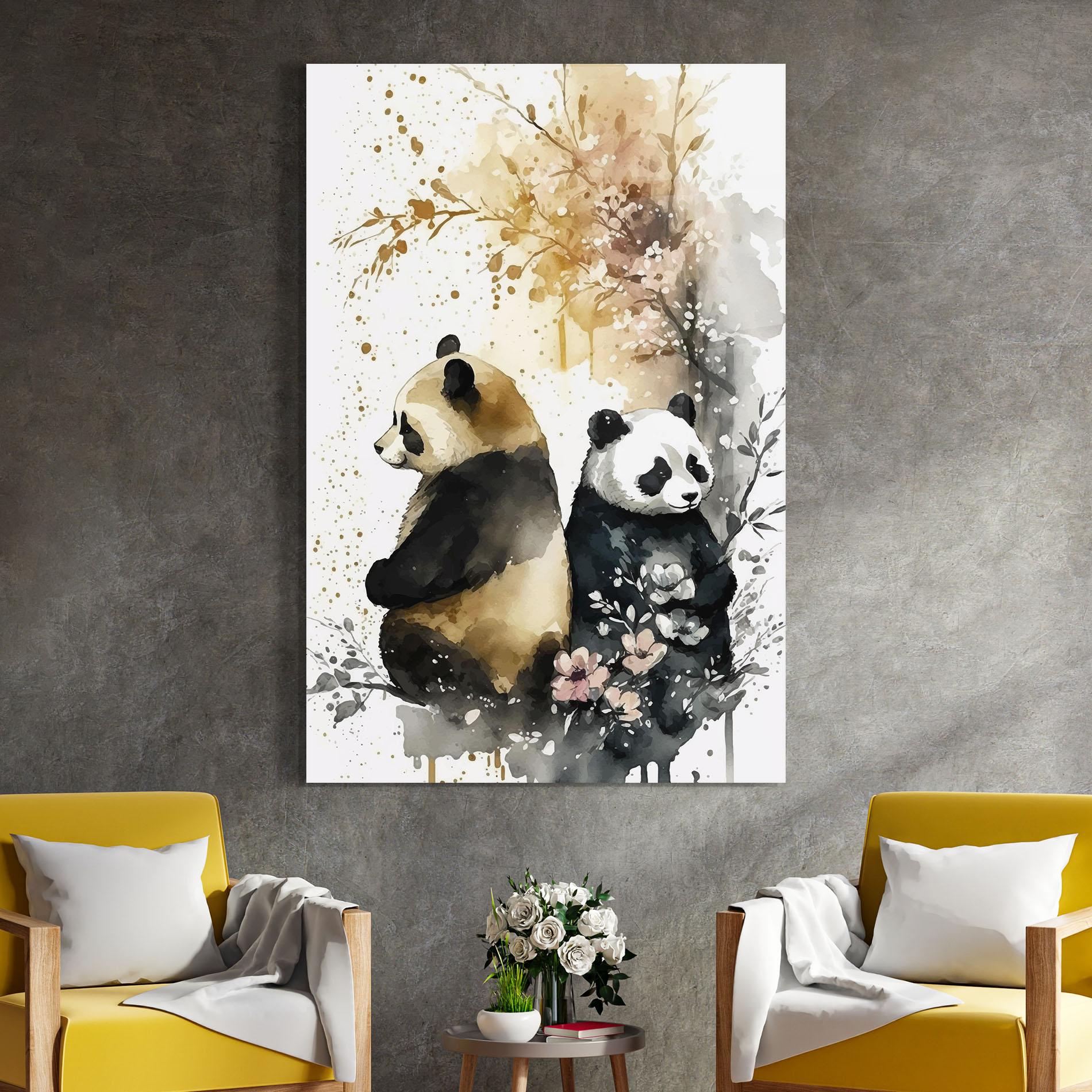 Üvegkép Gold Panda Art mockup 4