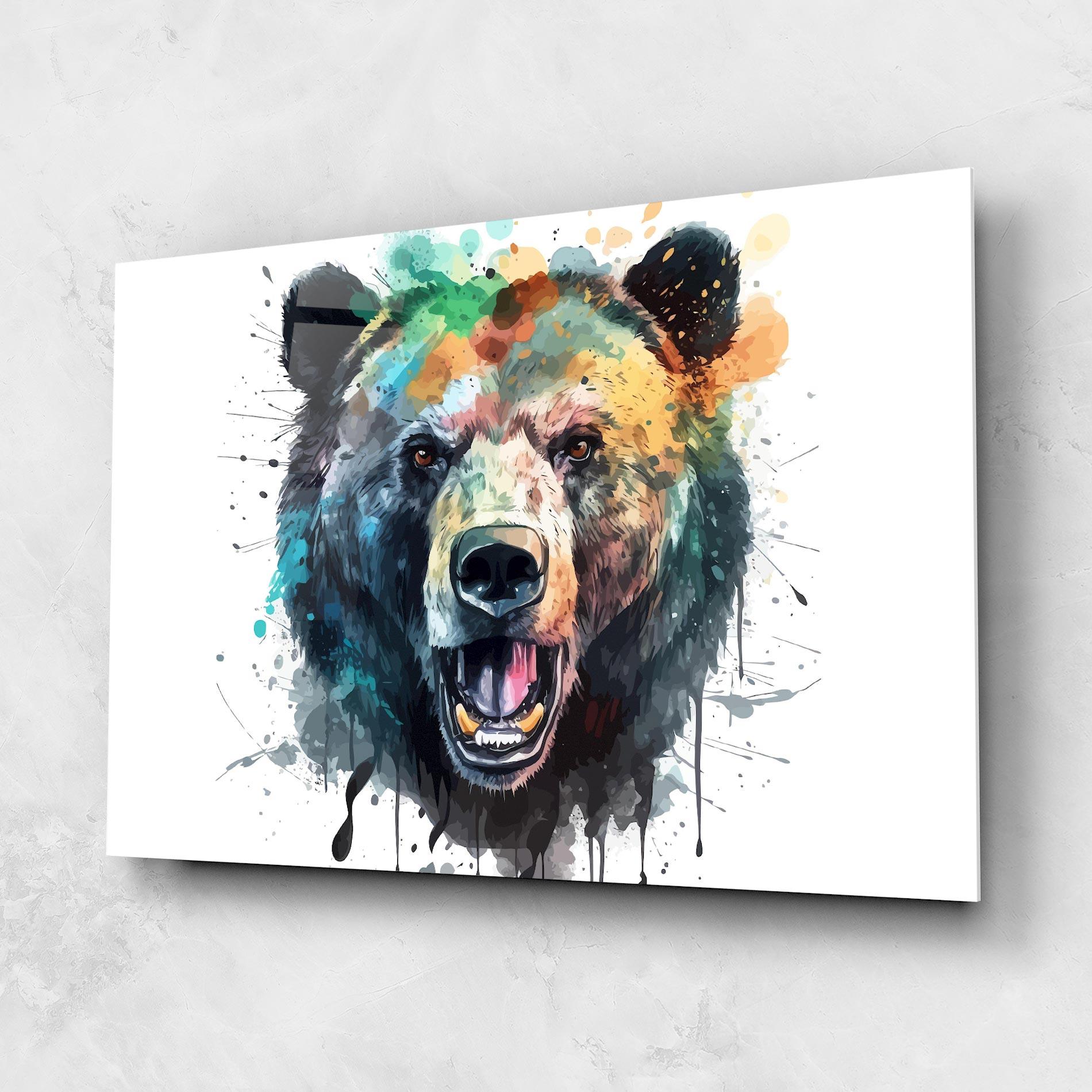 Üvegkép Artistic Bear Head mockup 1