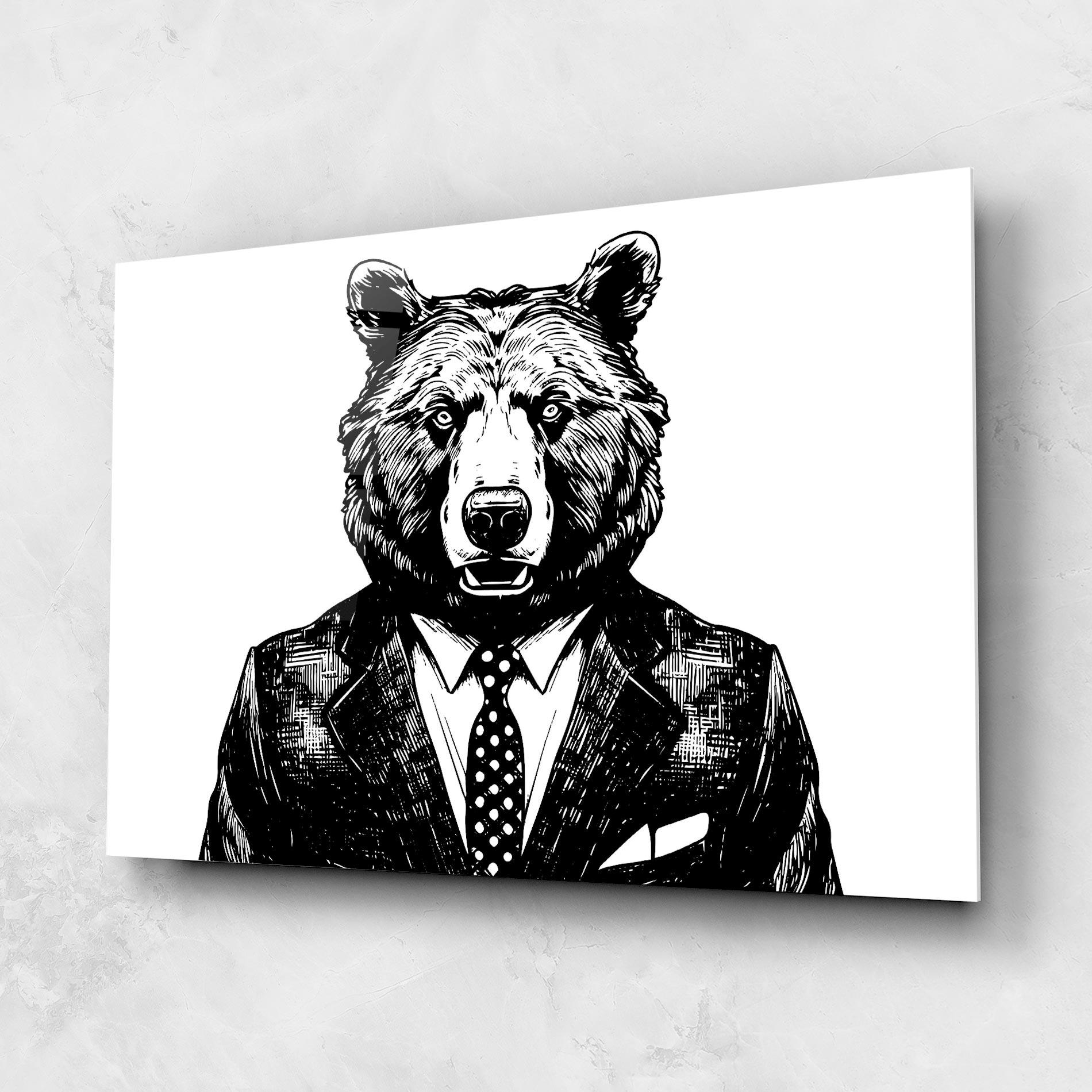 Üvegkép Bear In Suit mockup 1