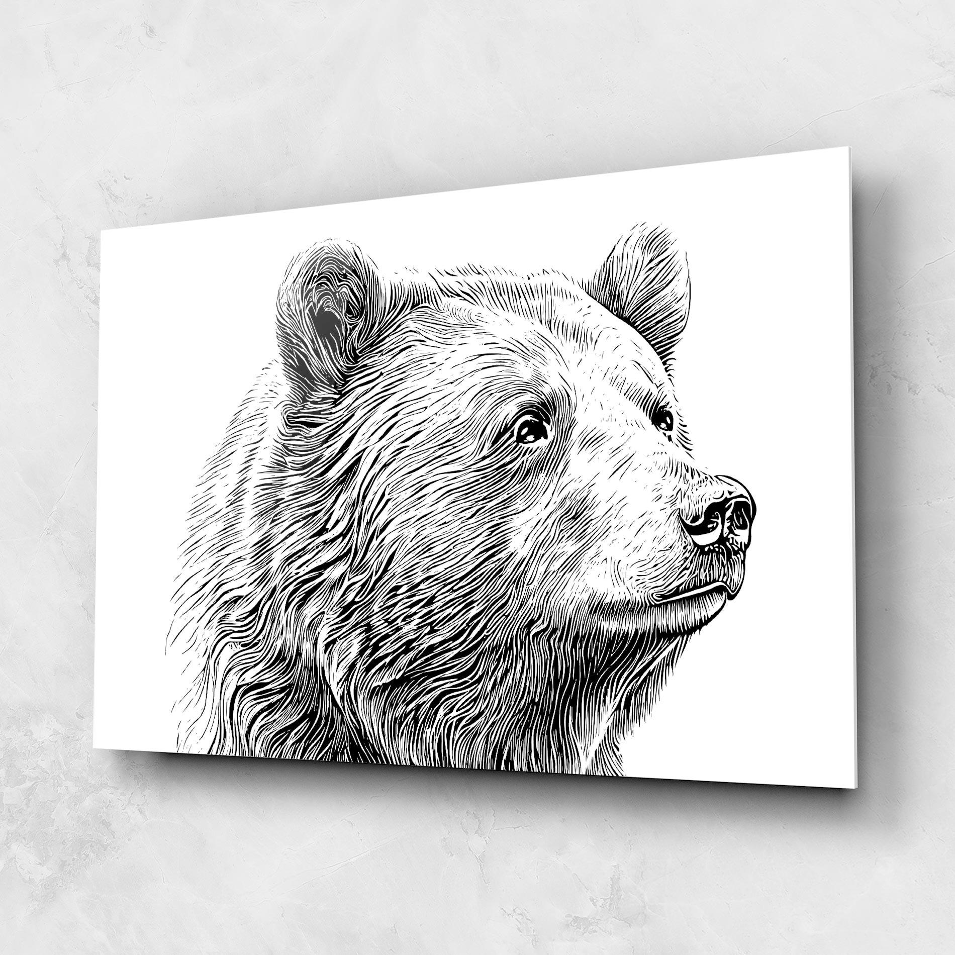 Üvegkép Bear Portrait Line mockup 1