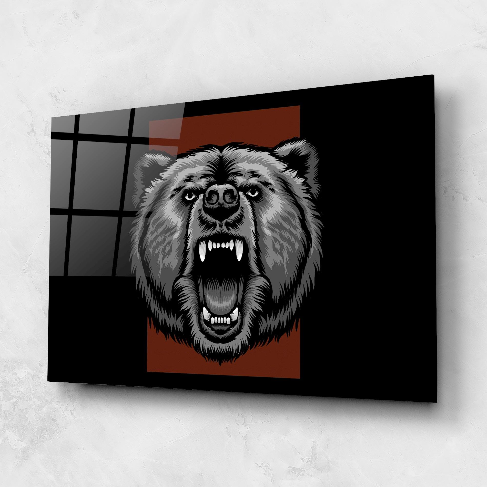 Üvegkép Grey Bear Head mockup 1