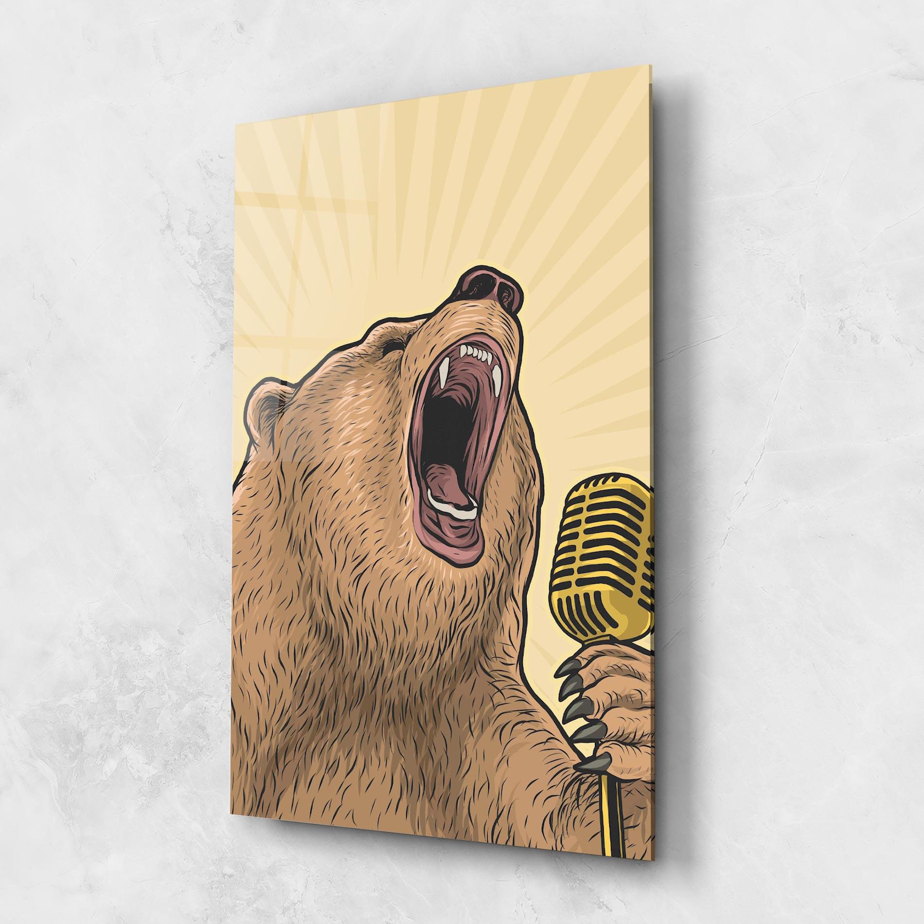 Üvegkép Bear Singing mockup 1
