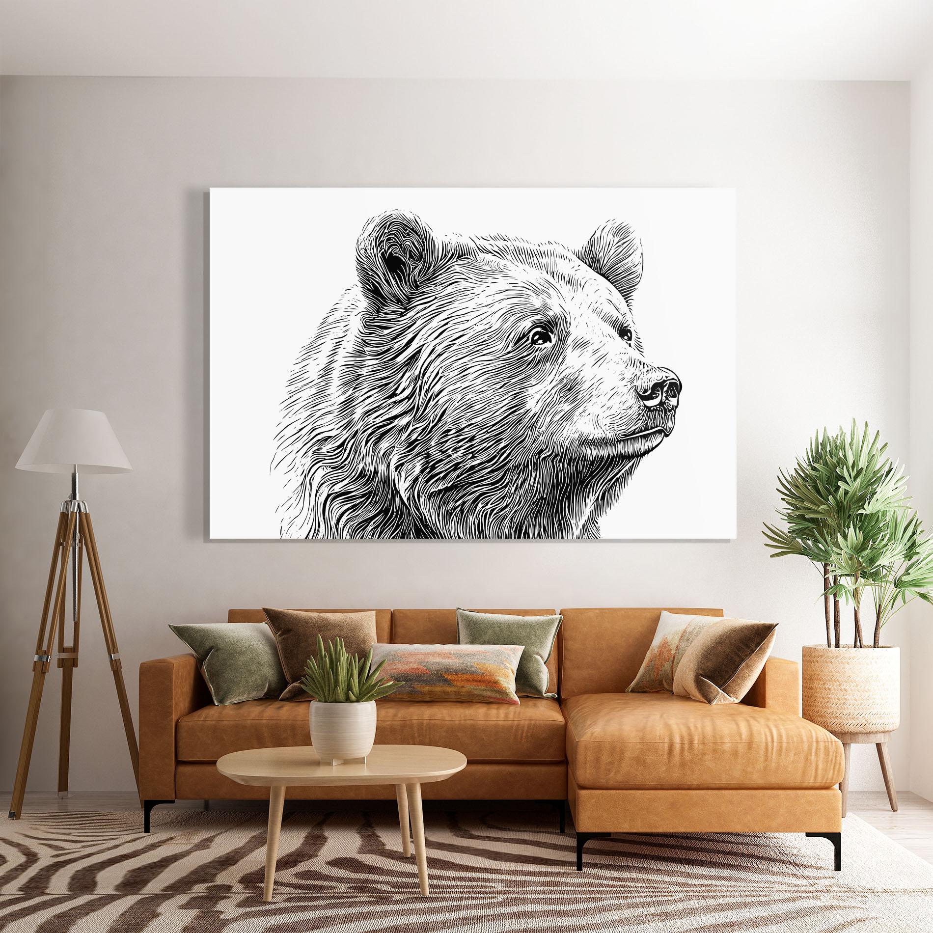 Üvegkép Bear Portrait Line mockup 7