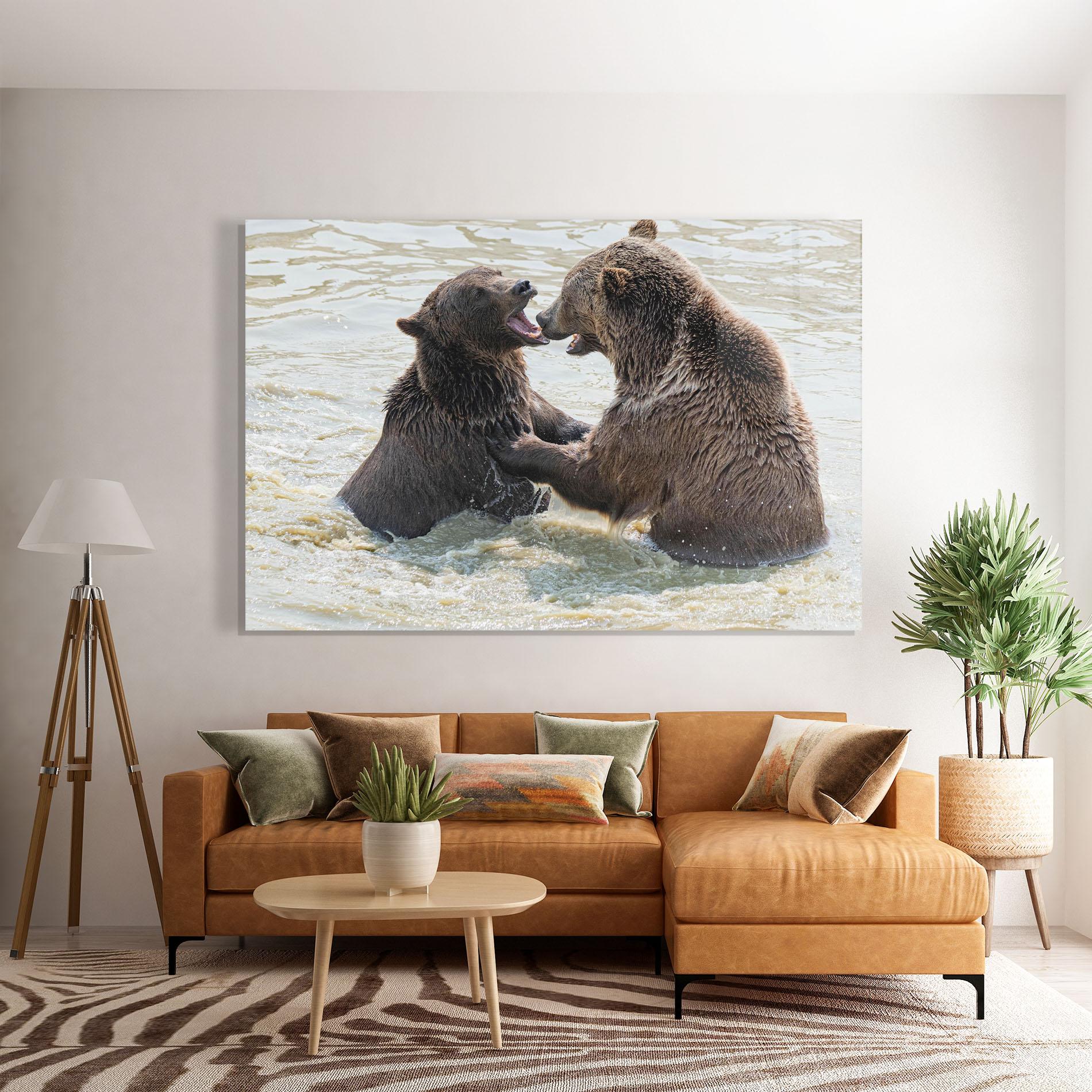 Üvegkép Bears Fighting mockup 7