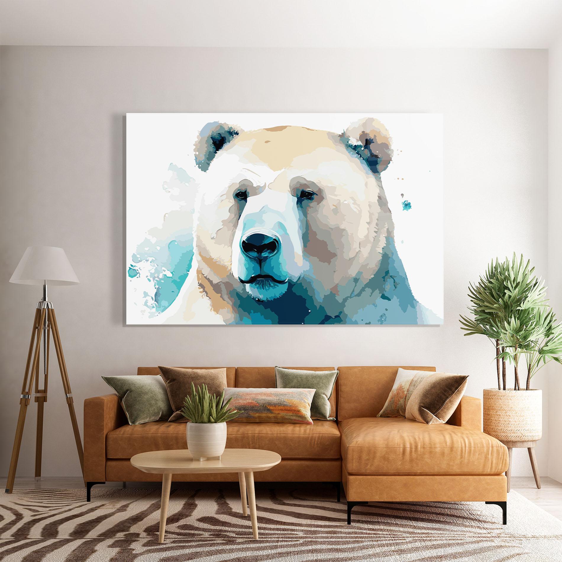 Üvegkép Big Watercolor Bear mockup 7
