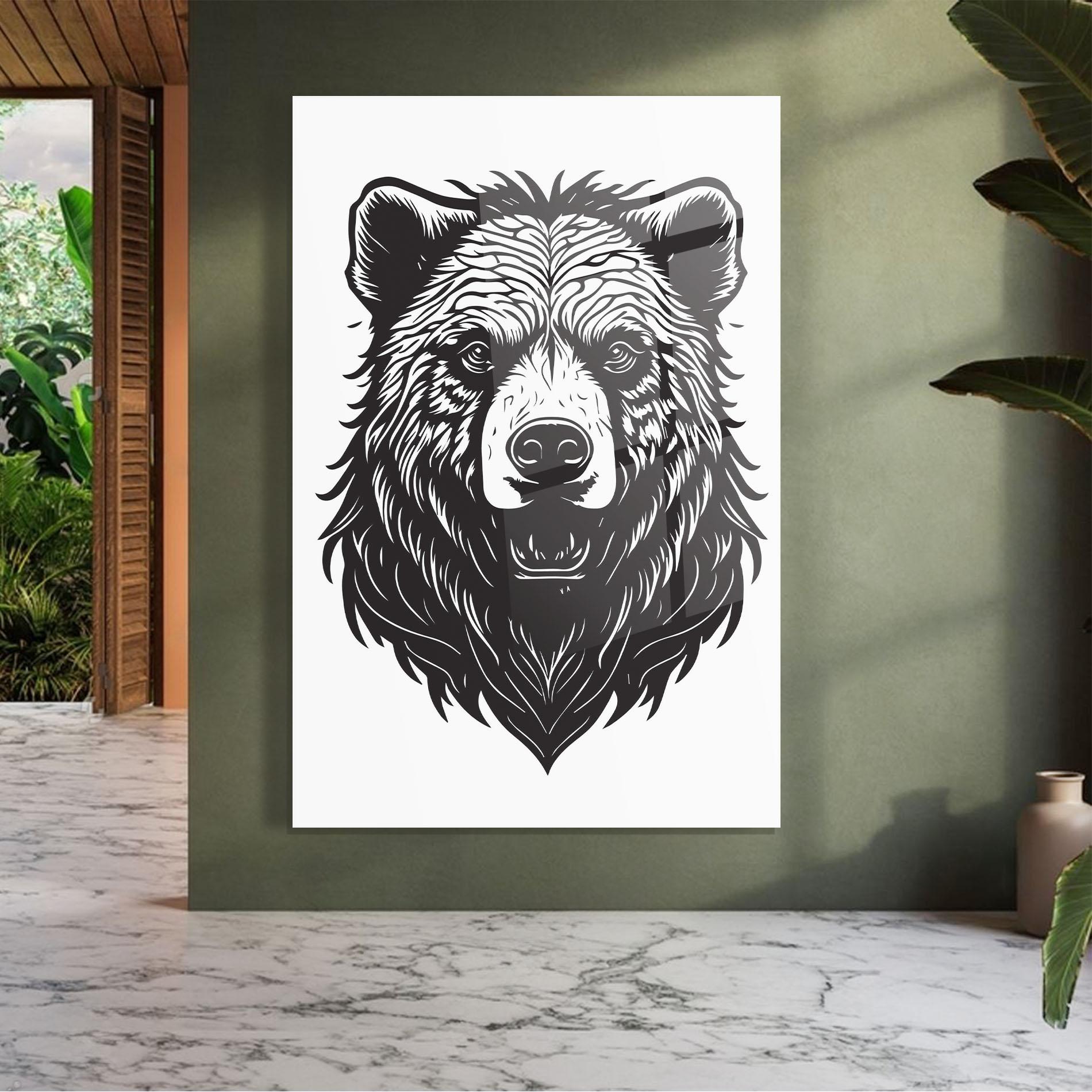 Üvegkép Bear Black Head mockup 7