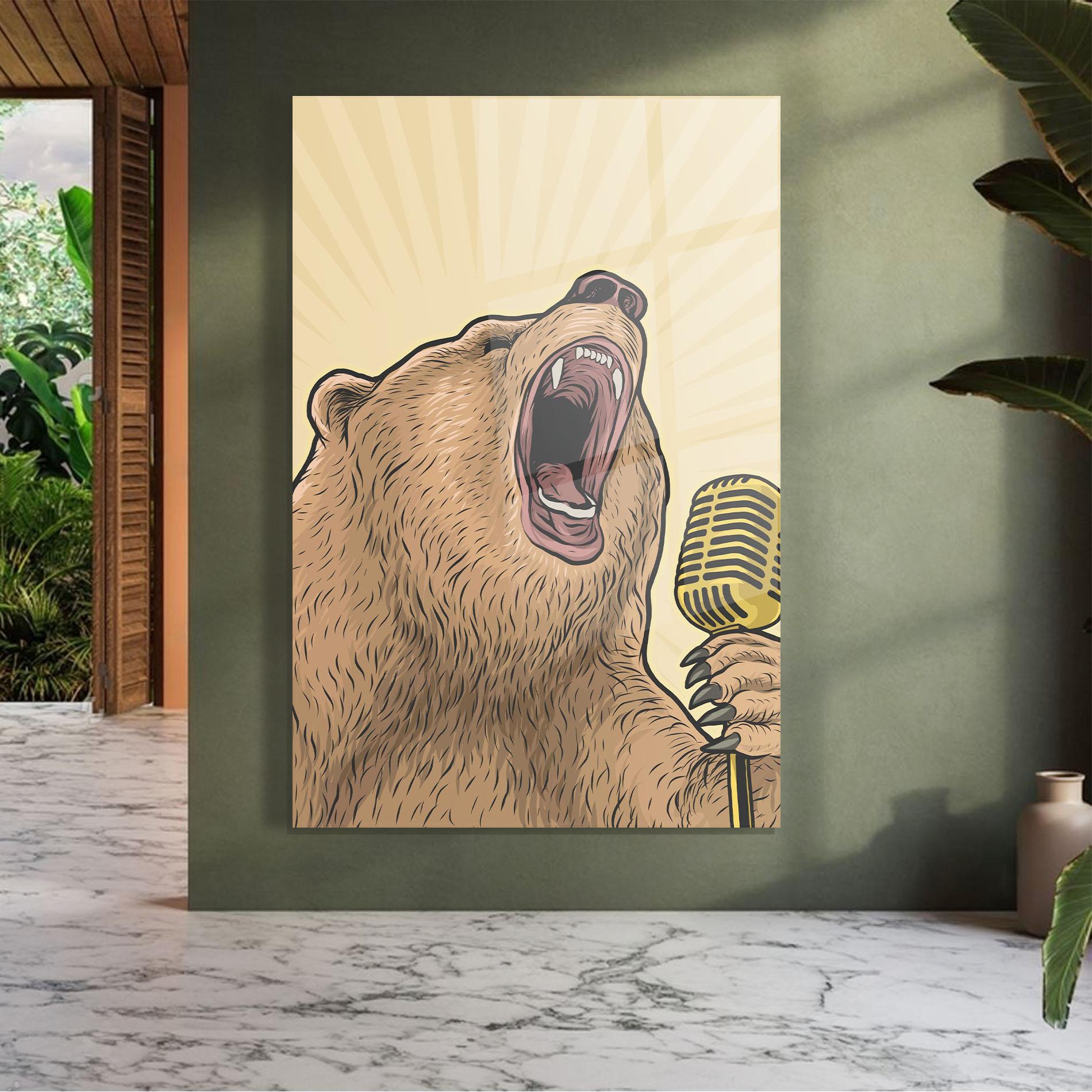 Üvegkép Bear Singing mockup 7