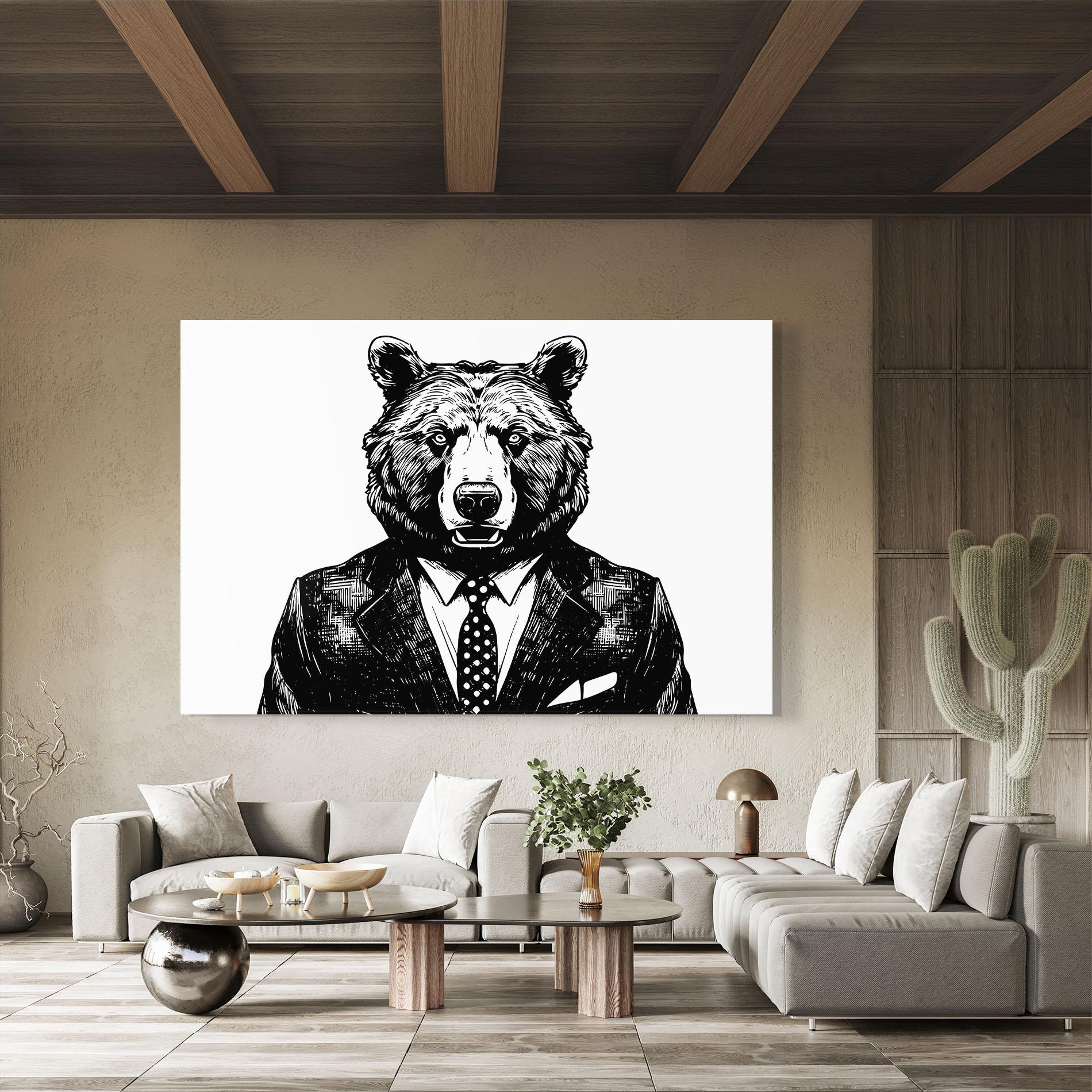Üvegkép Bear In Suit mockup 8