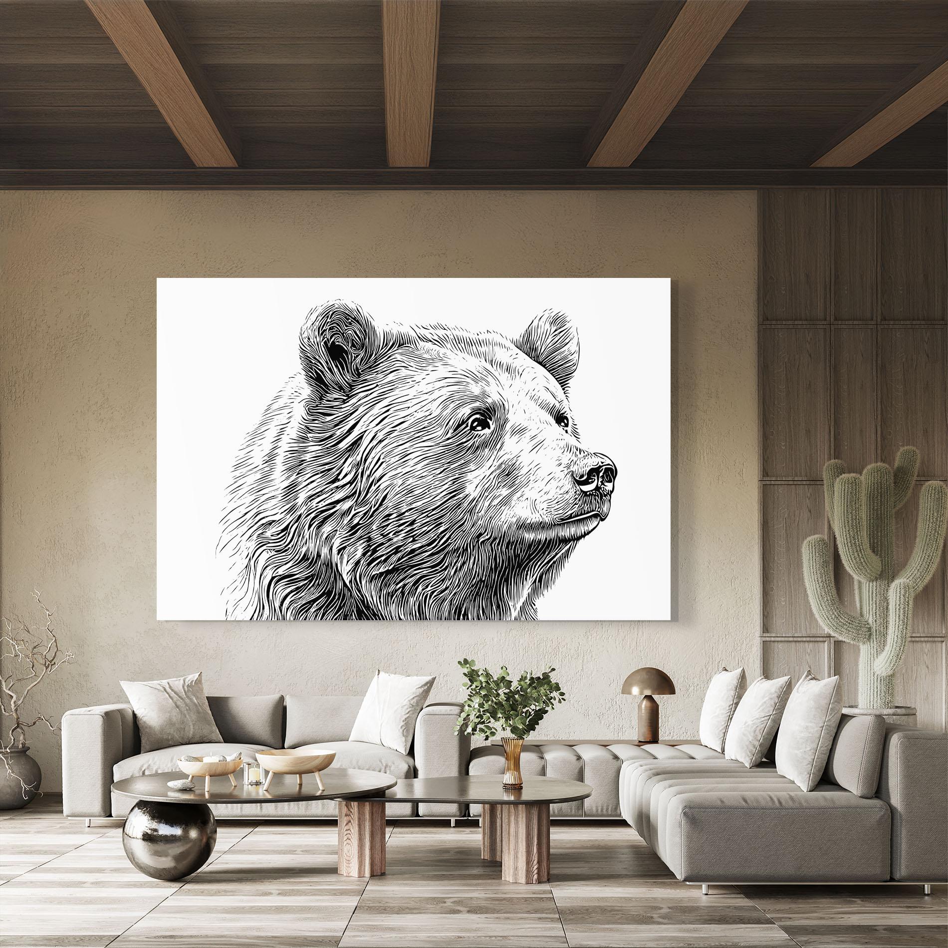 Üvegkép Bear Portrait Line mockup 8