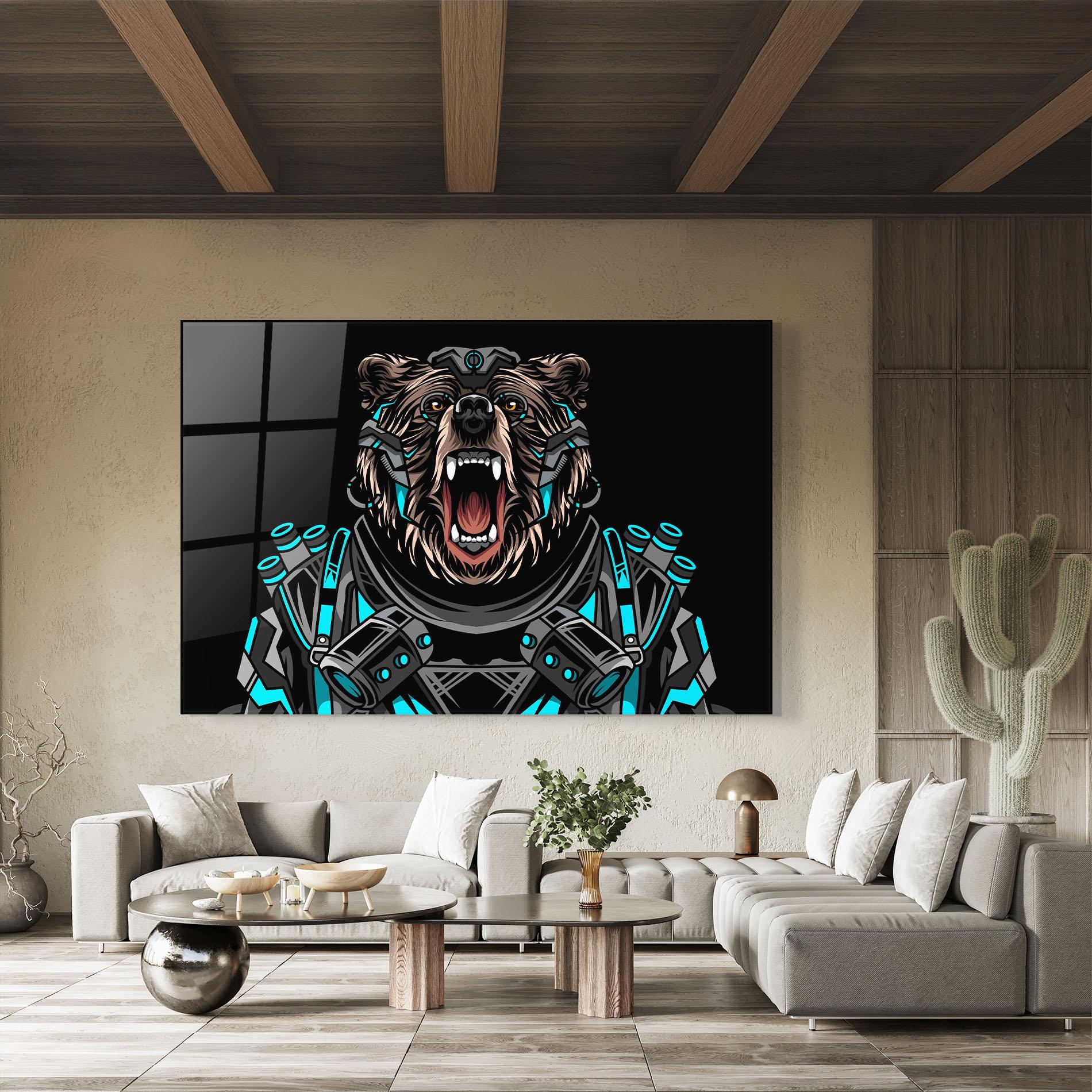 Üvegkép Black Cyborg Bear mockup 8