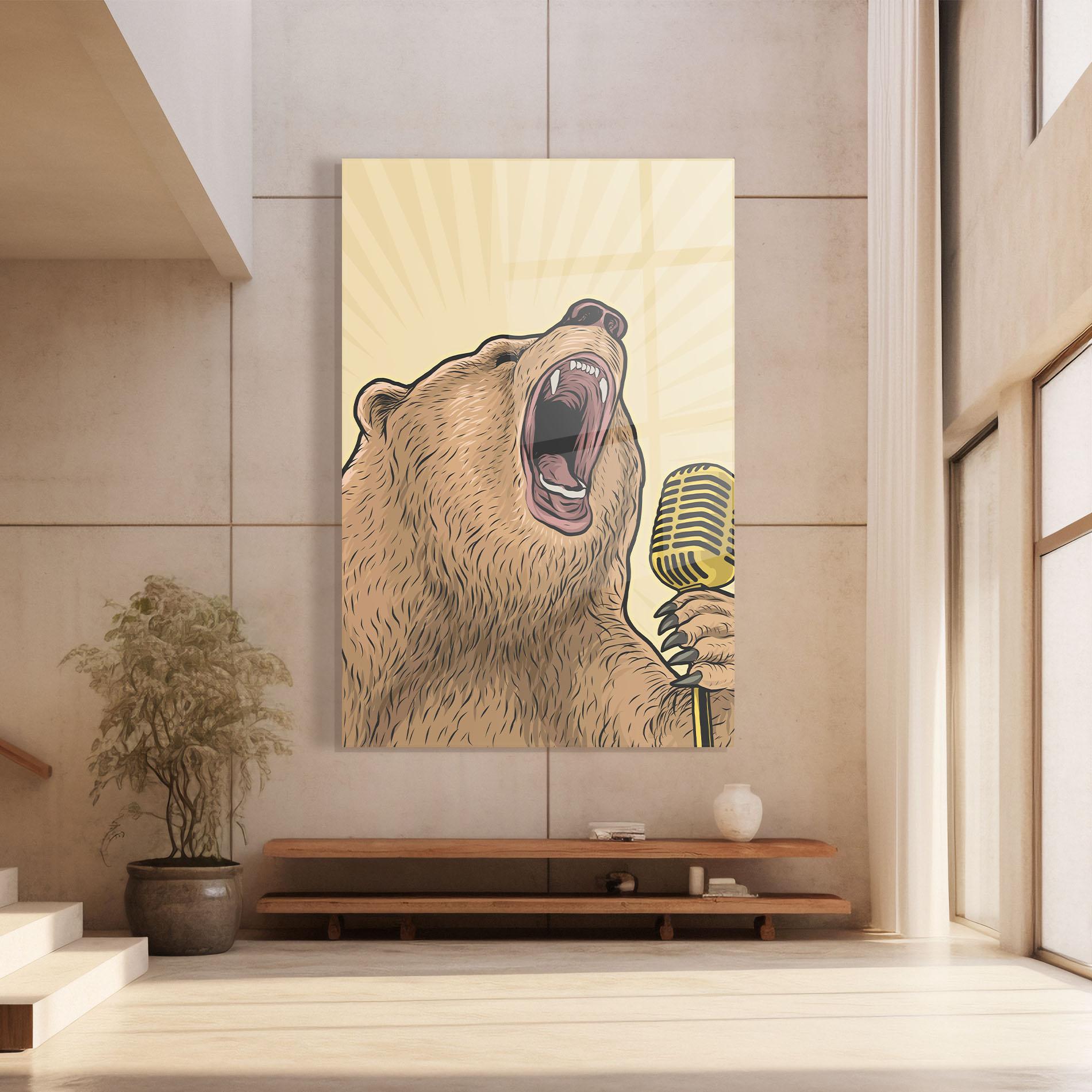 Üvegkép Bear Singing mockup 8