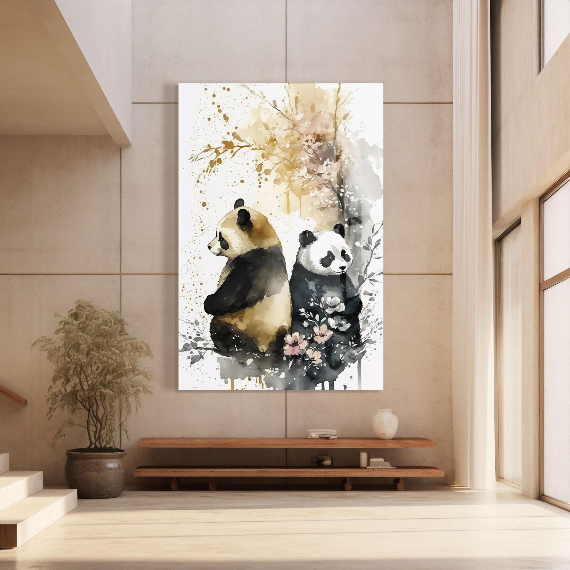 Üvegkép Gold Panda Art mockup 8