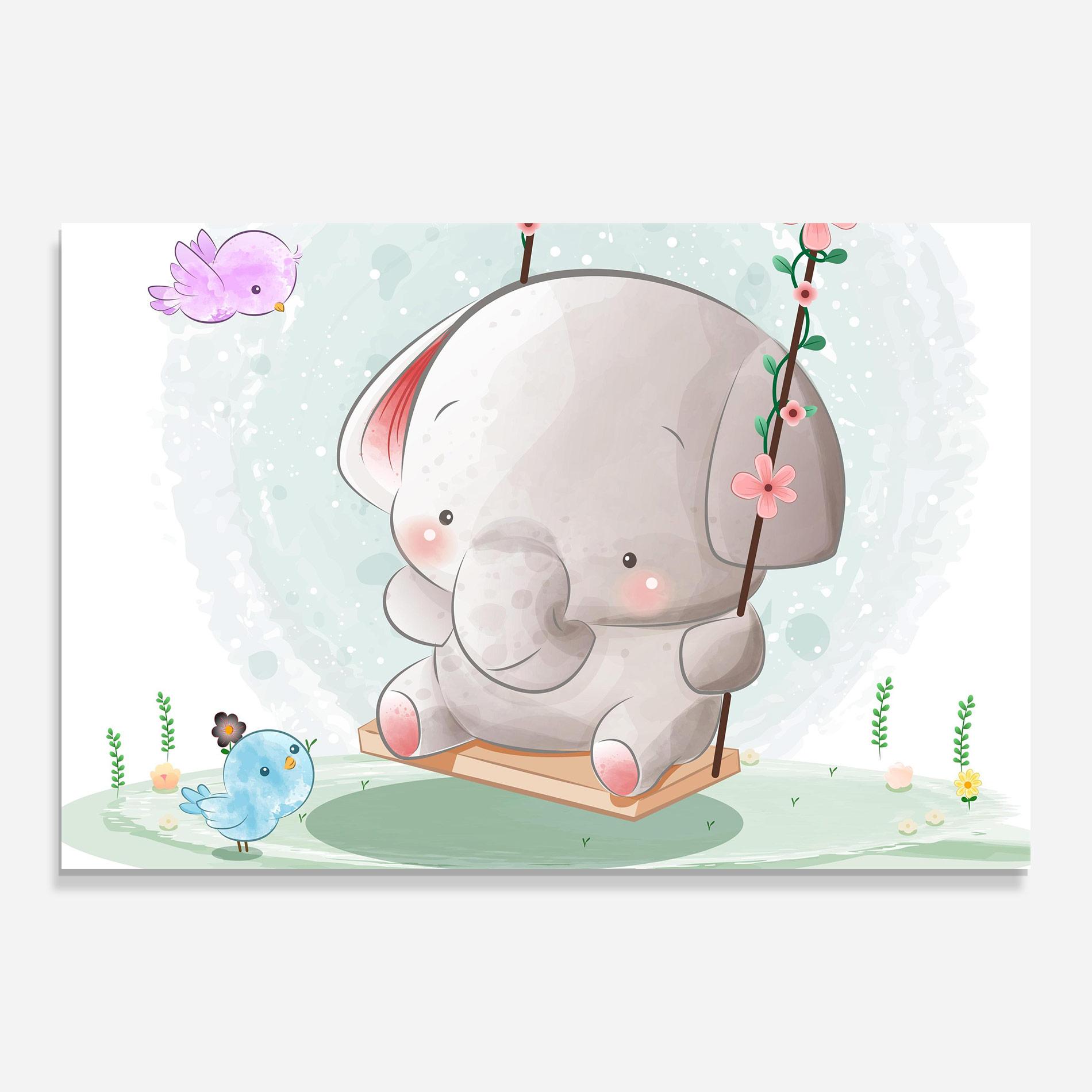 Üvegkép Bird Baby Elephant mockup 0