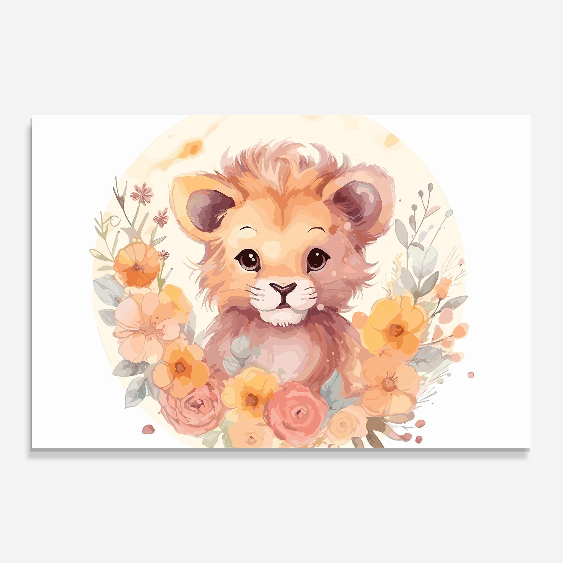 Üvegkép Flower Baby Lion mockup 0