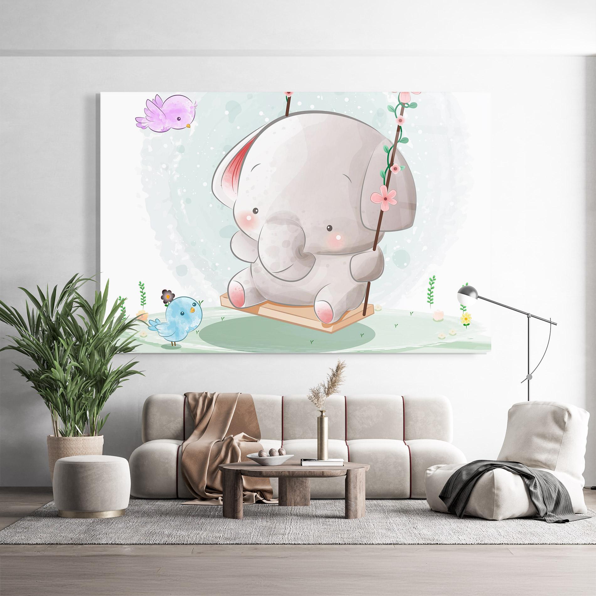 Üvegkép Bird Baby Elephant mockup 9