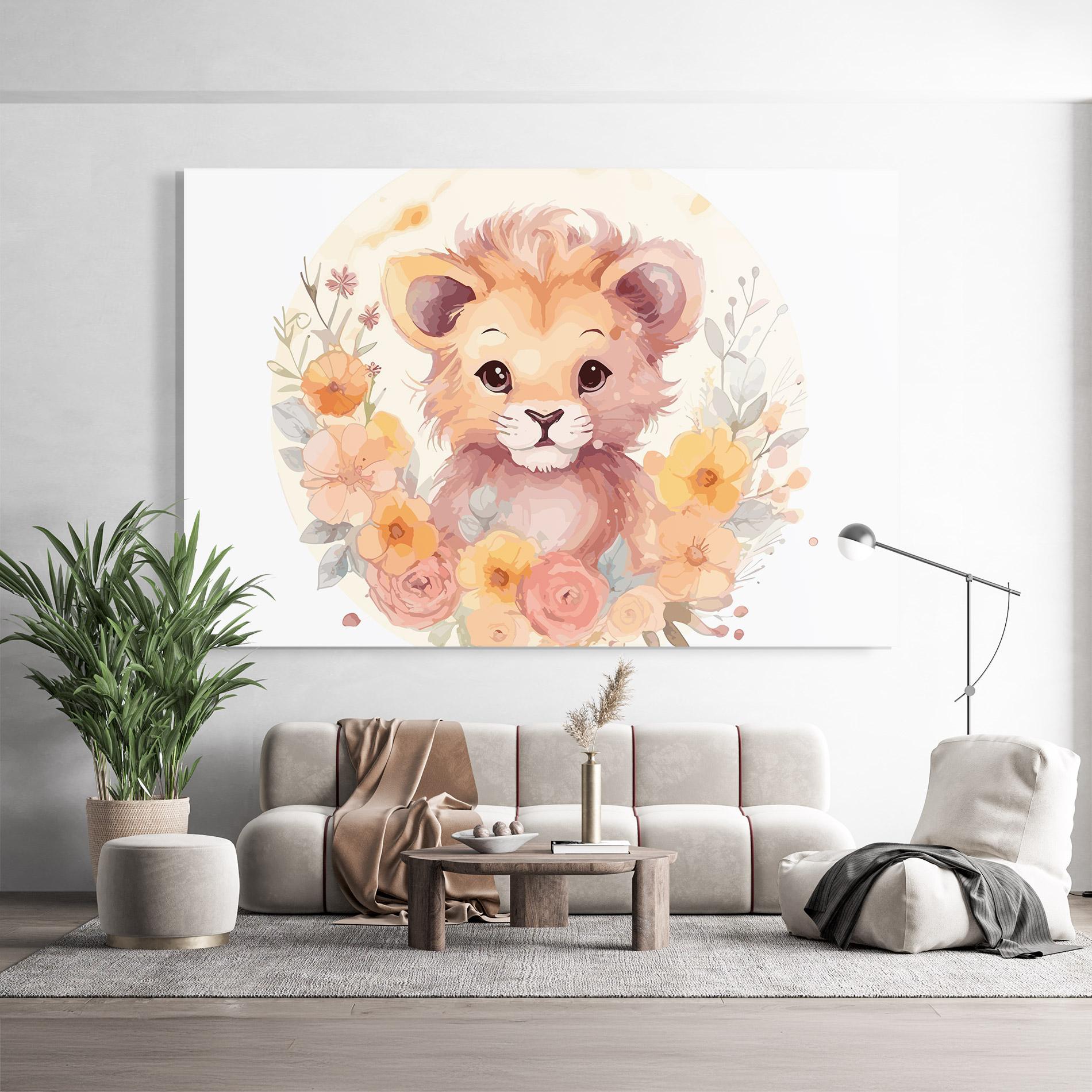 Üvegkép Flower Baby Lion mockup 9