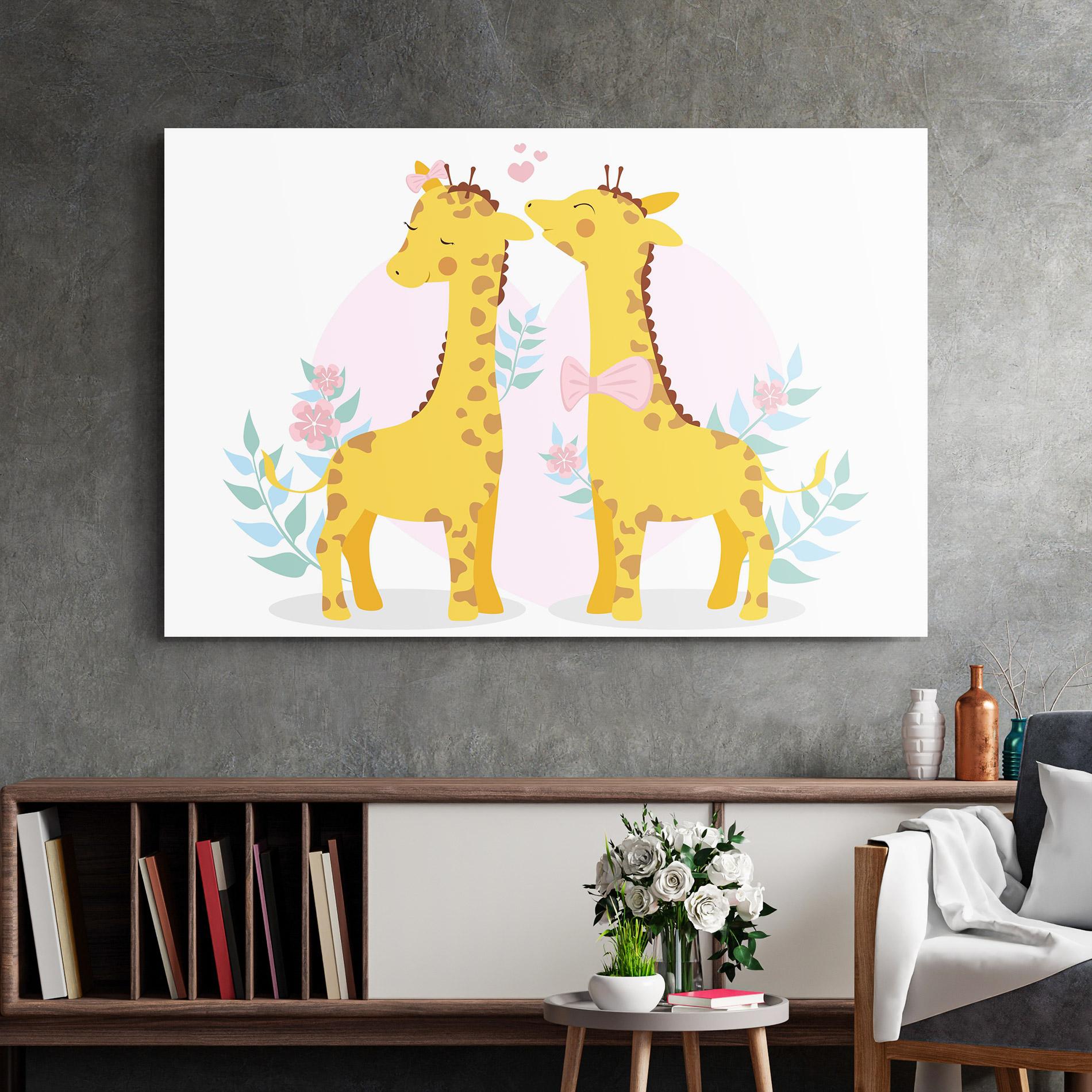 Üvegkép Cute Giraffe Couple mockup 2