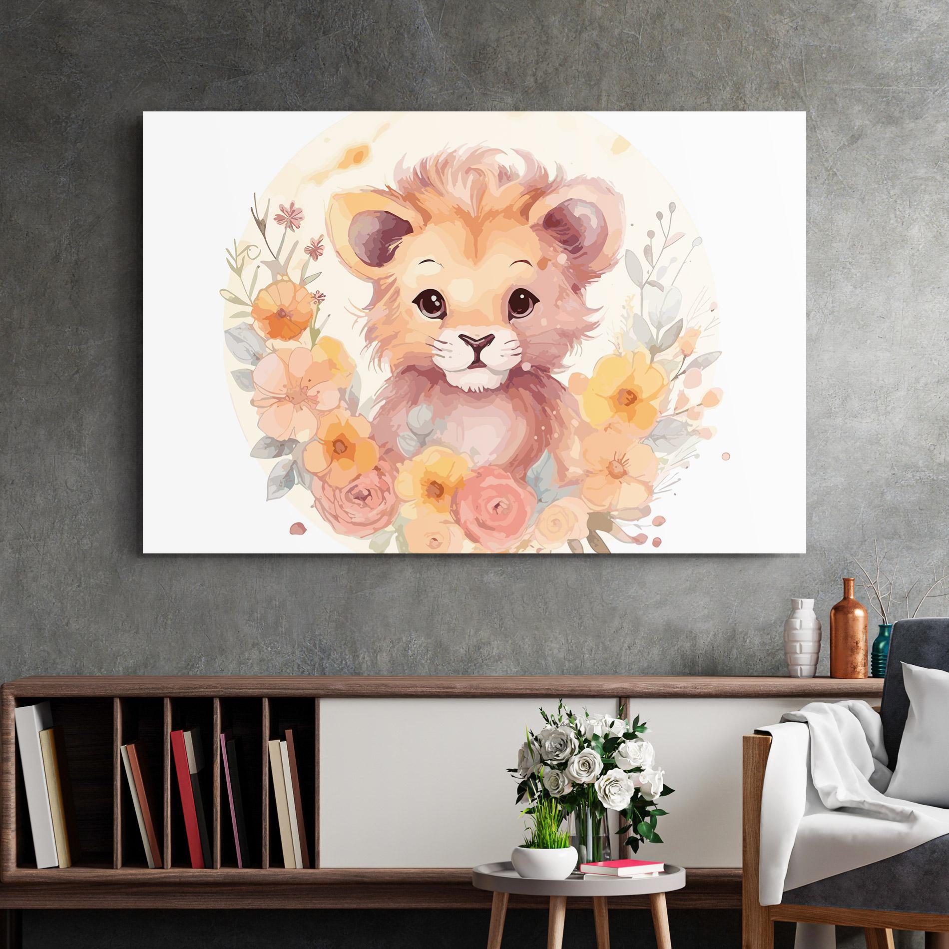 Üvegkép Flower Baby Lion mockup 2