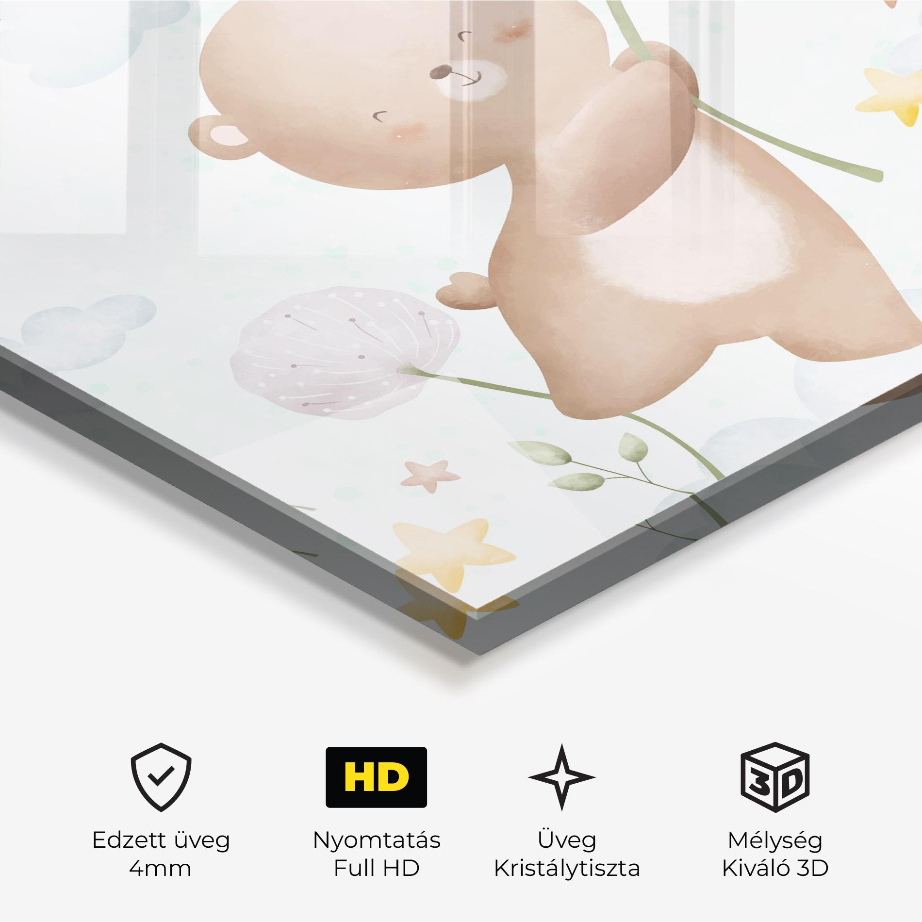 Üvegkép Bear Rainbow Art mockup 3