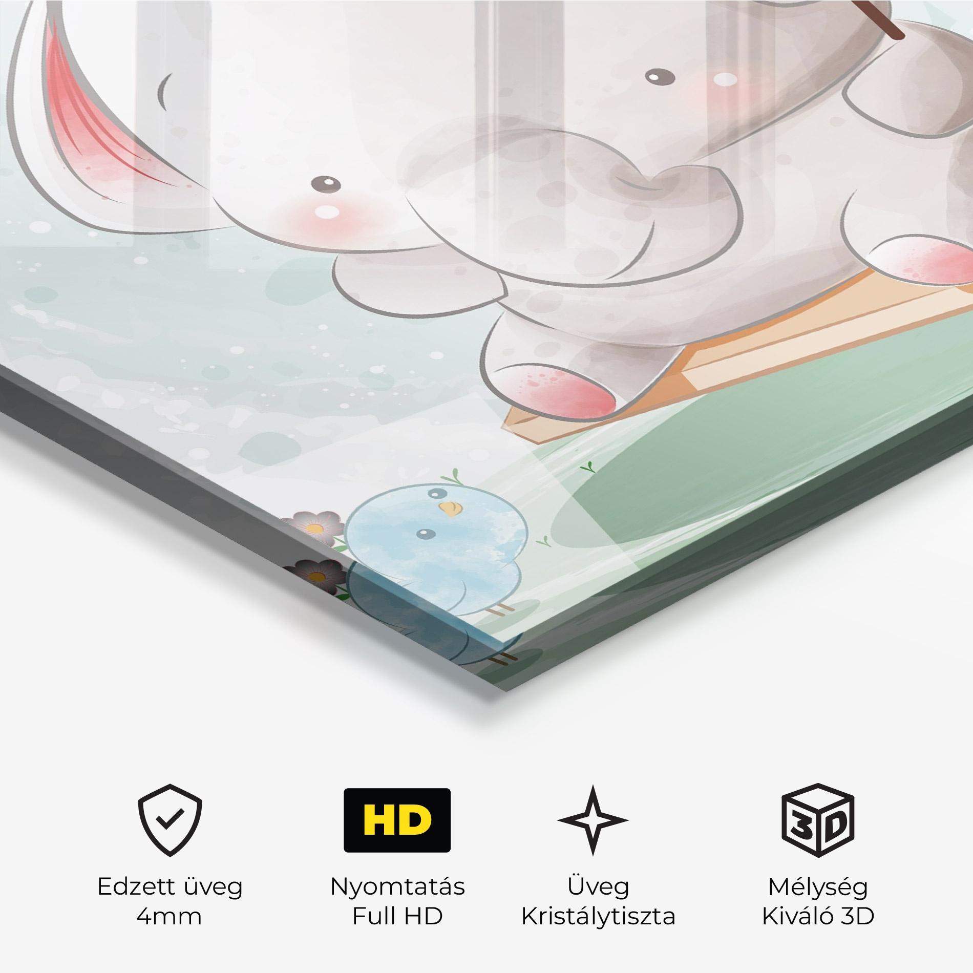 Üvegkép Bird Baby Elephant mockup 3
