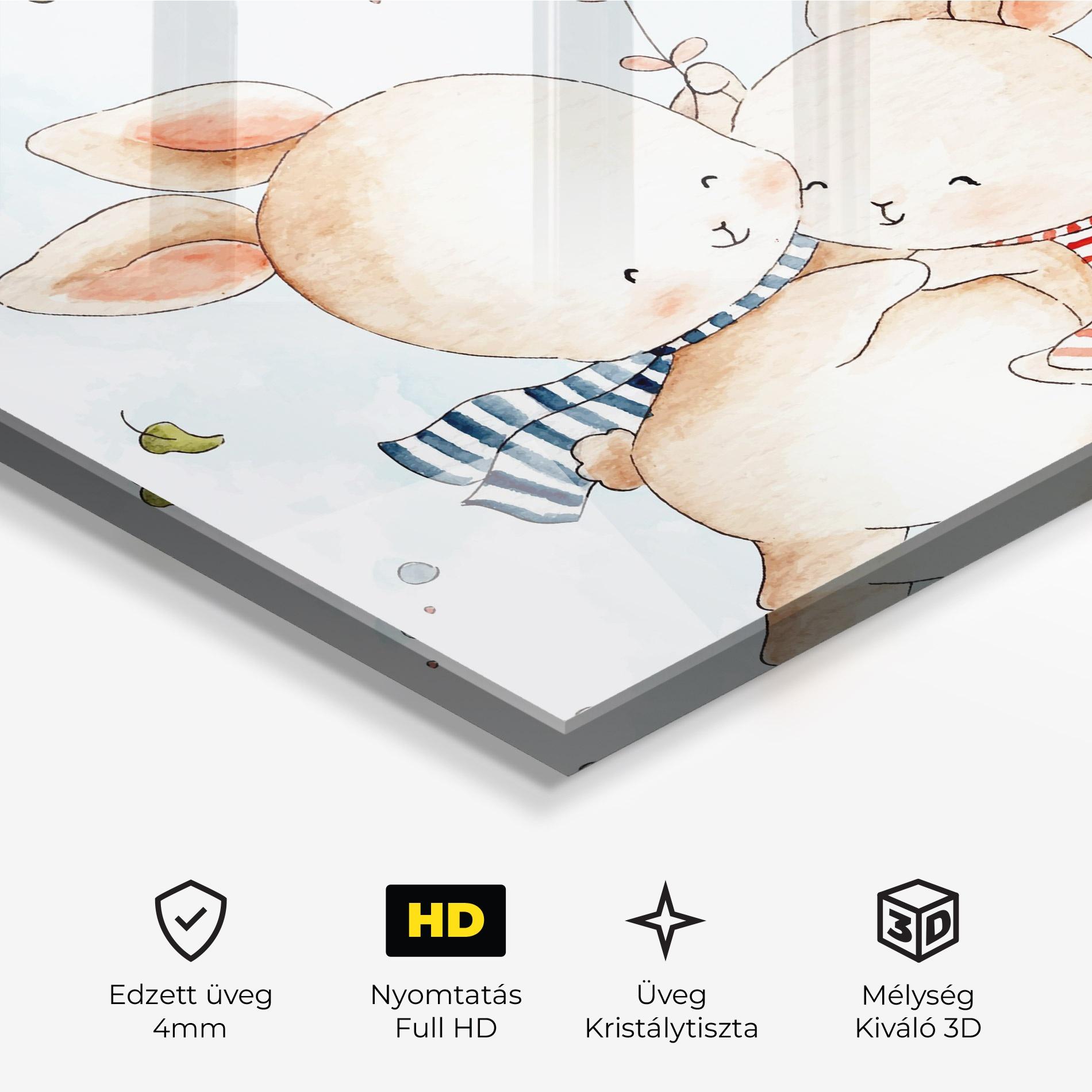 Üvegkép Cute Couple Rabbit mockup 3